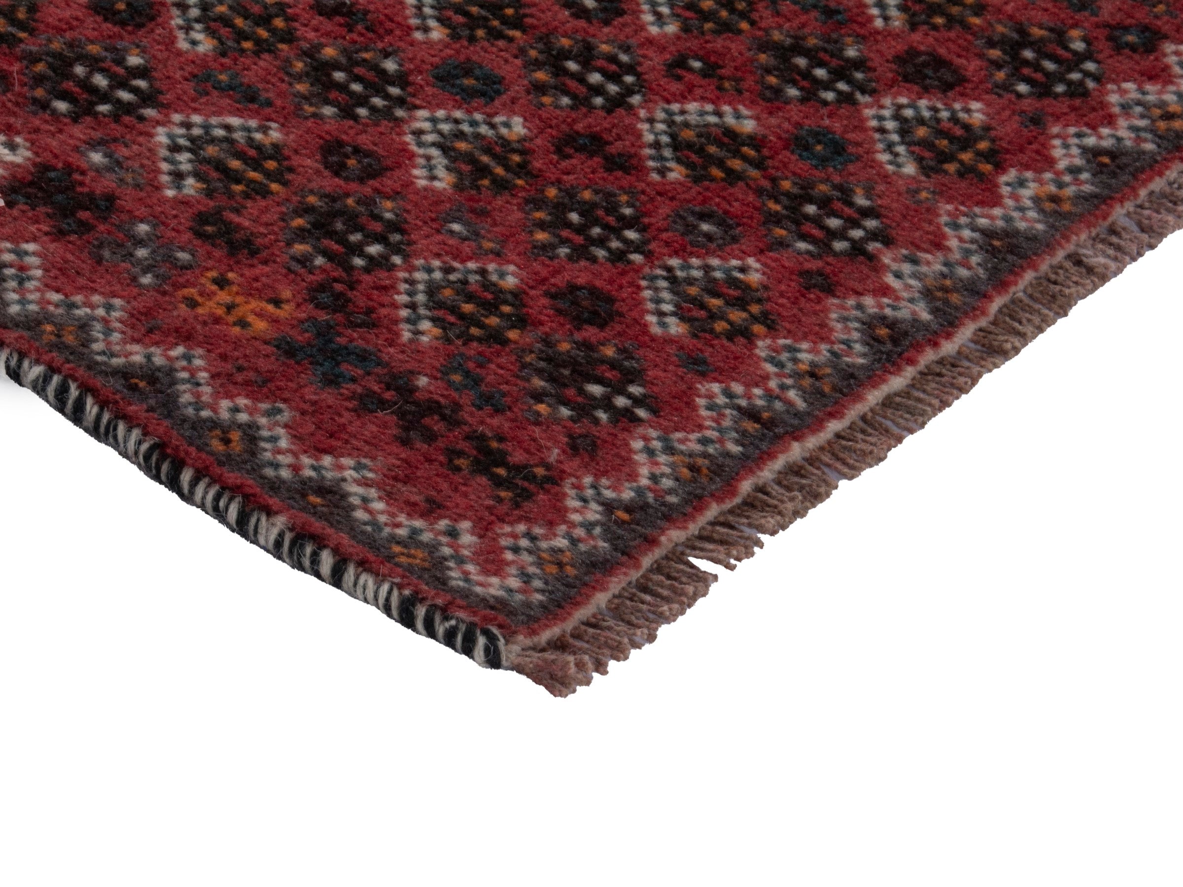 Persian Shiraz accent rug in burgundy and deep red, view 5 of 16
