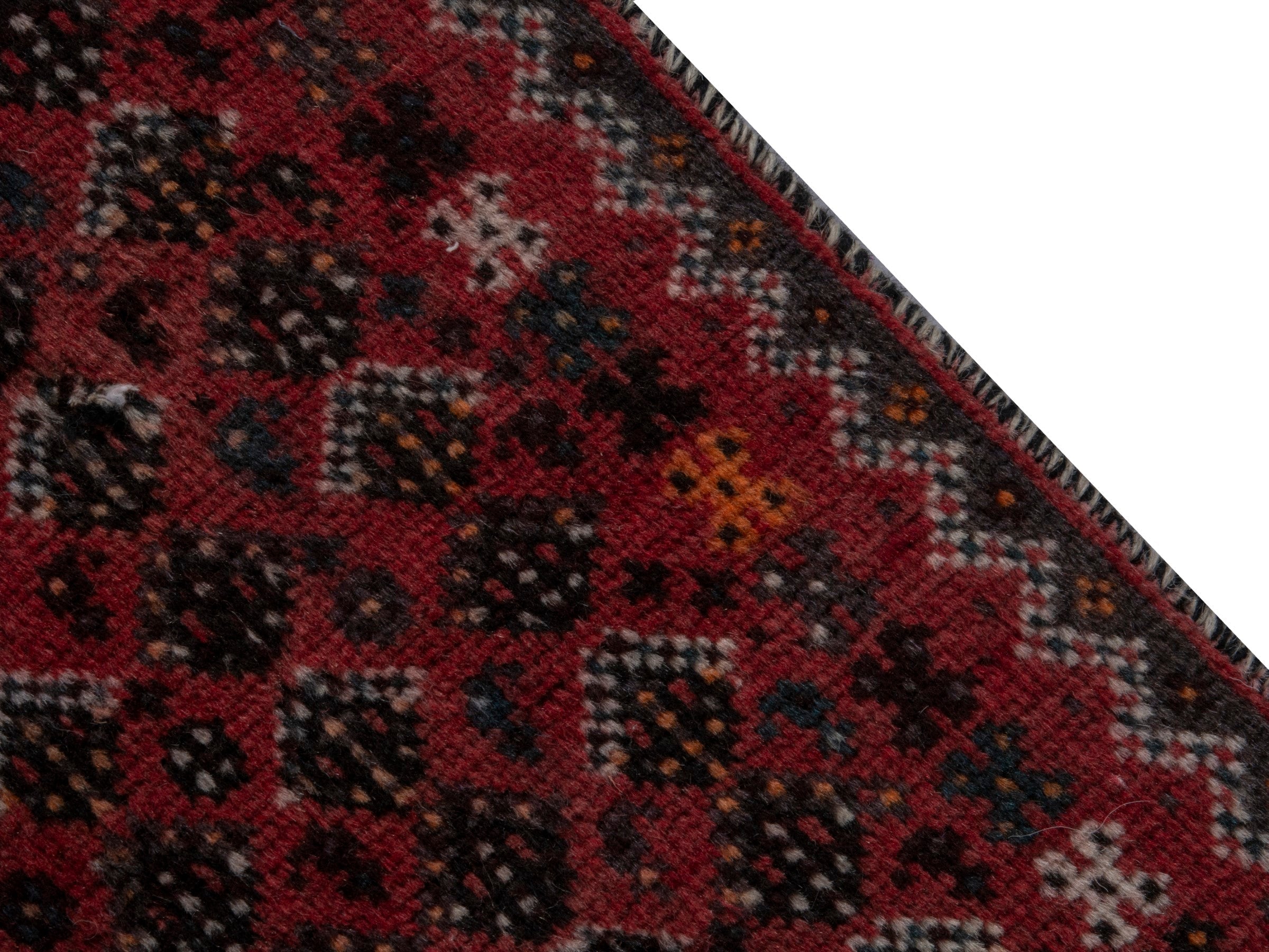 Persian Shiraz accent rug in burgundy and deep red, view 6 of 16