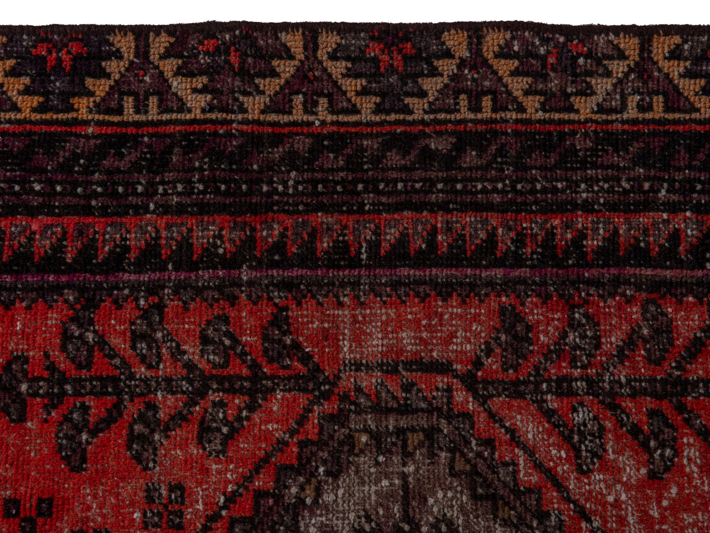 Persian Zanjan accent rug in deep red and charcoal, view 10 of 16