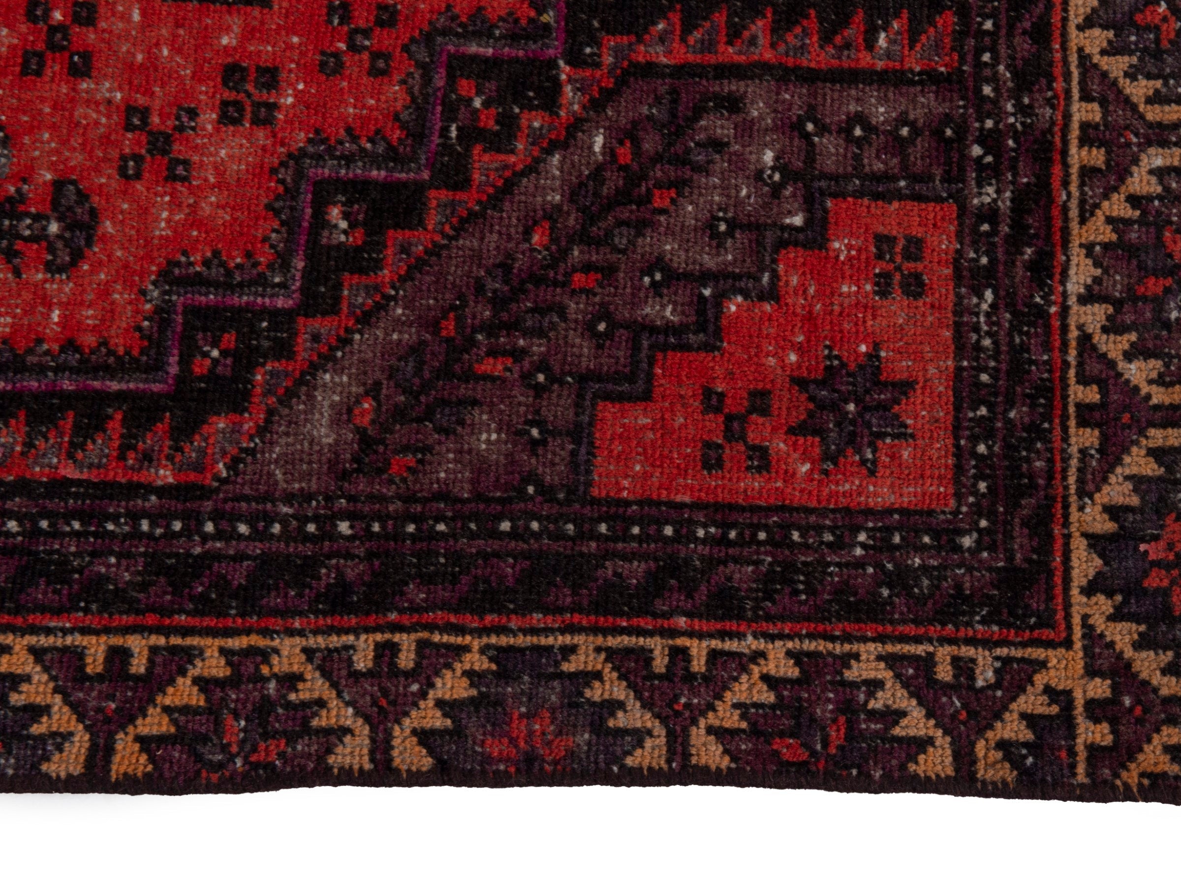 Persian Zanjan accent rug in deep red and charcoal, view 4 of 16