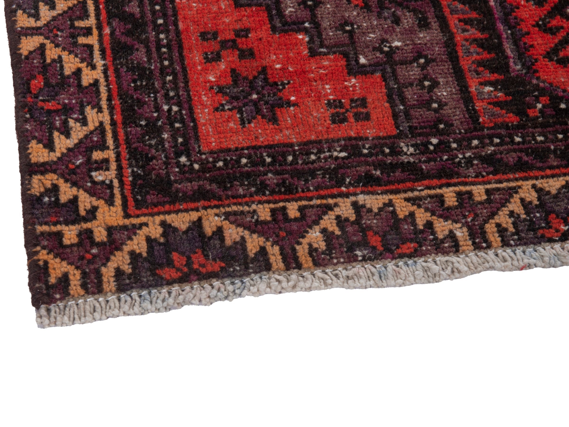 Persian Zanjan accent rug in deep red and charcoal, view 5 of 16
