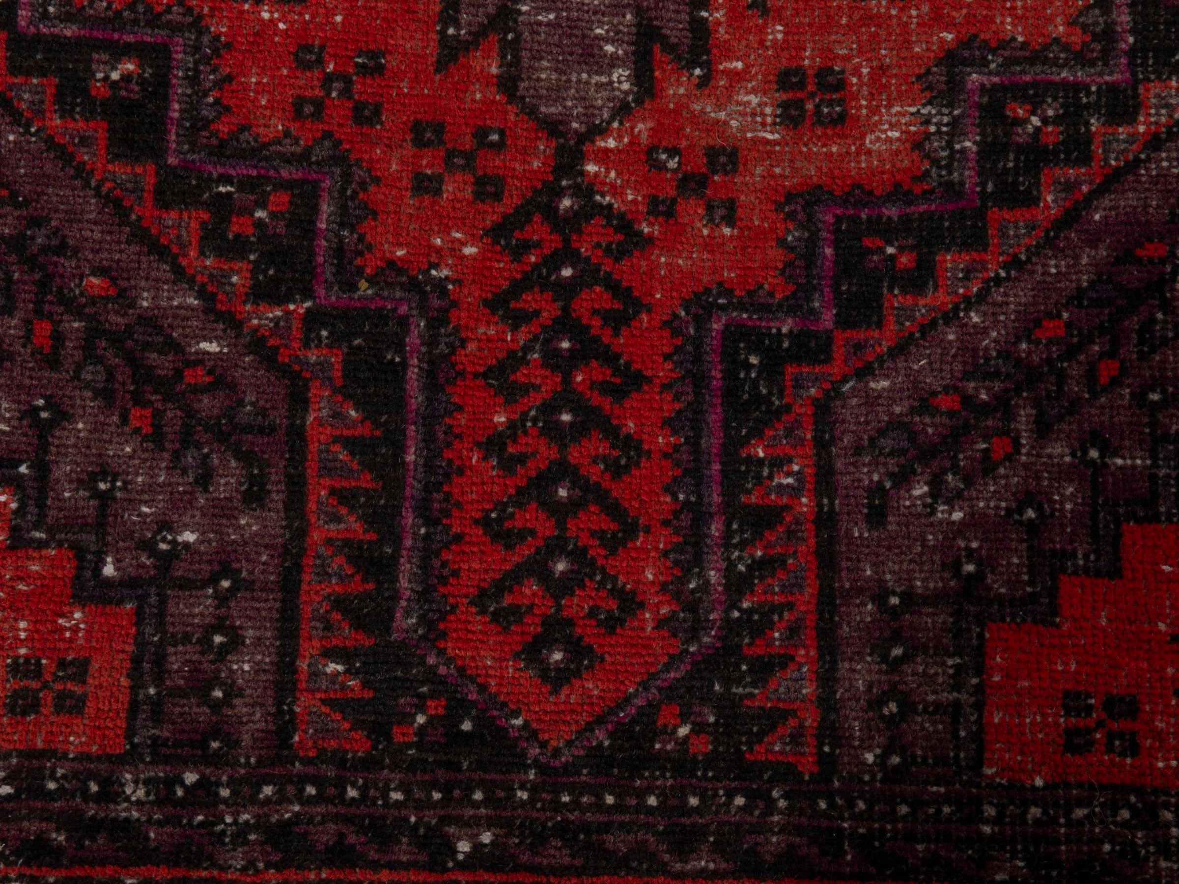 Persian Zanjan accent rug in deep red and charcoal, view 8 of 16