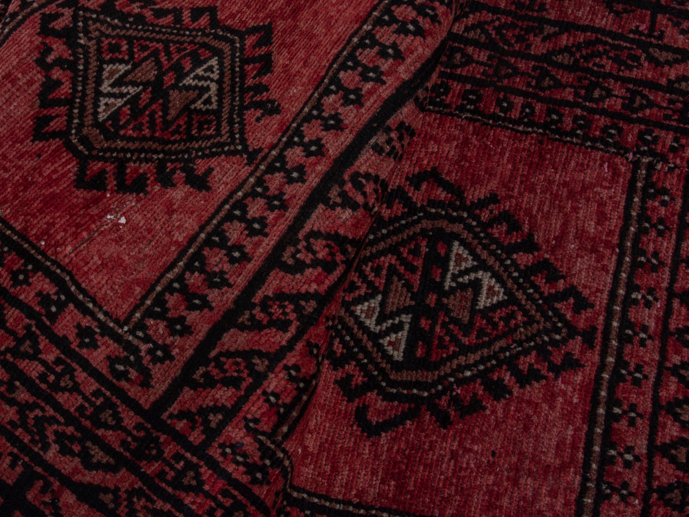 Persian Baluch accent rug in burgundy and black cherry, view 15 of 16