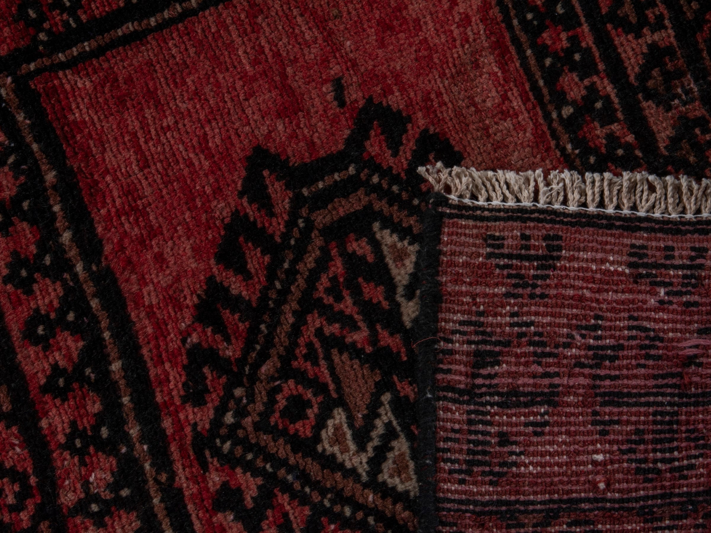 Persian Baluch accent rug in burgundy and black cherry, view 16 of 16