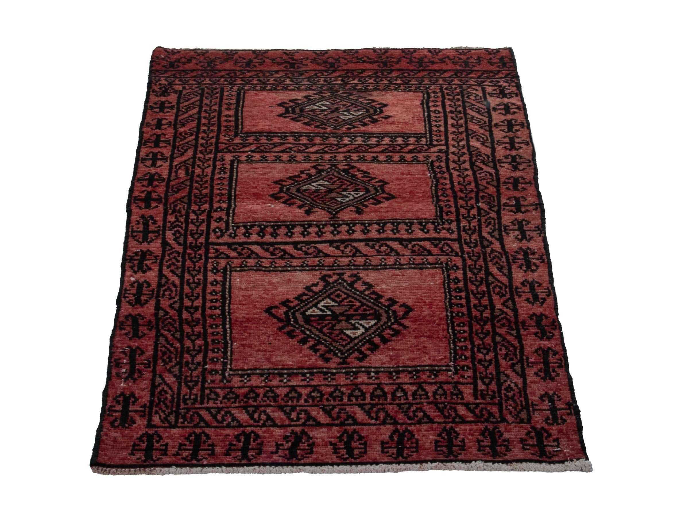 Persian Baluch accent rug in burgundy and black cherry, view 2 of 16