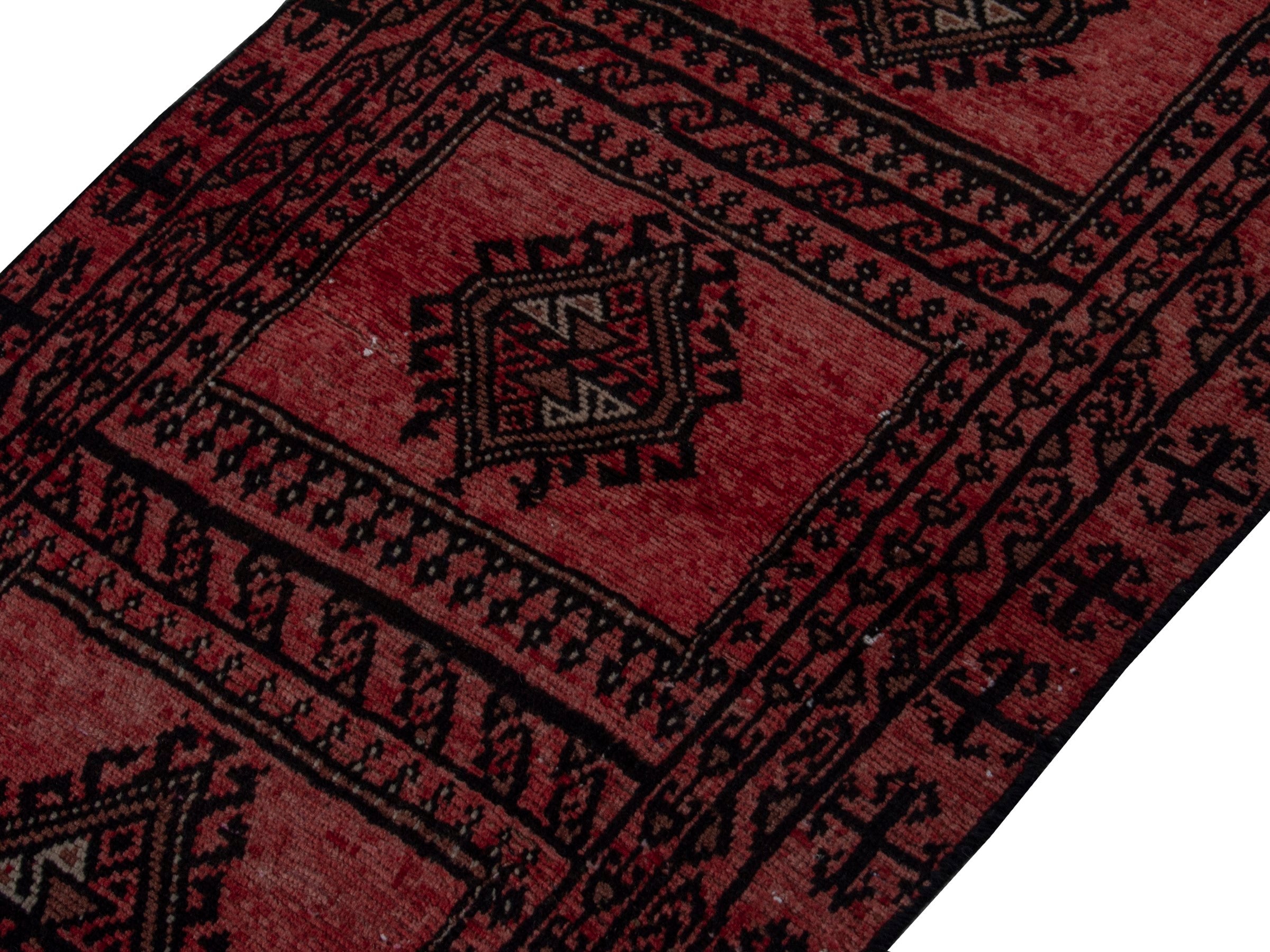 Persian Baluch accent rug in burgundy and black cherry, view 3 of 16