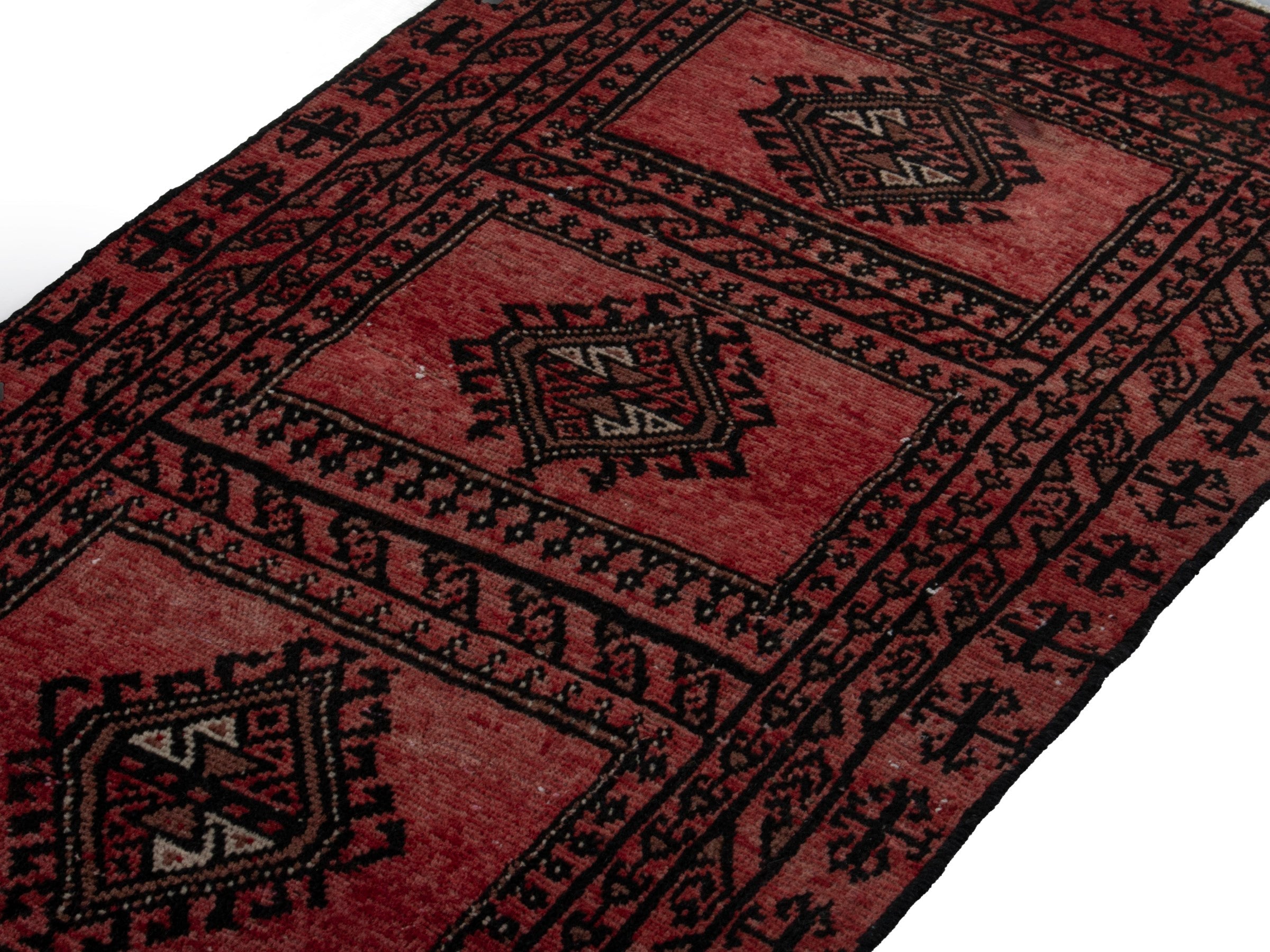 Persian Baluch accent rug in burgundy and black cherry, view 8 of 16