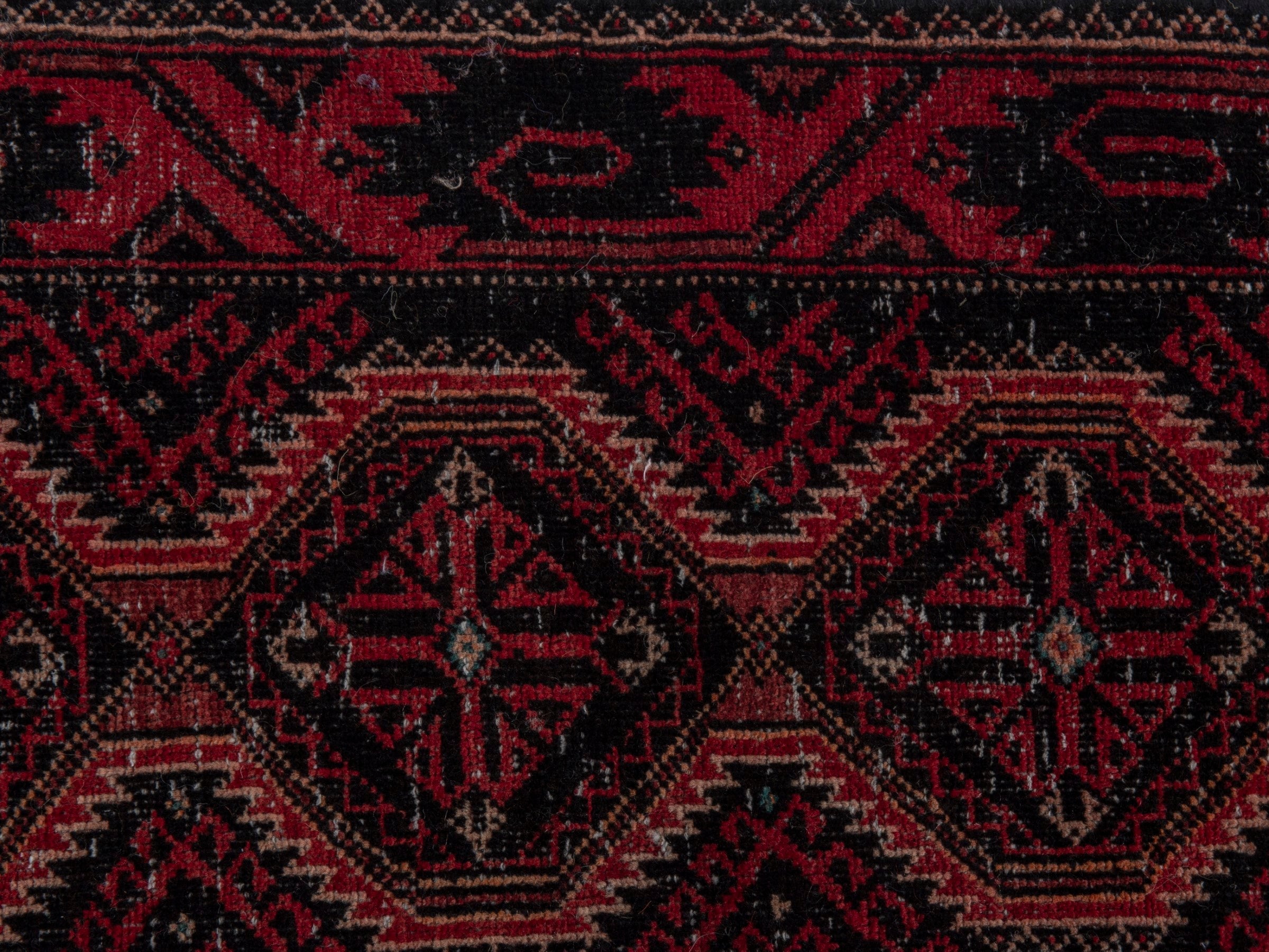 Persian Baluch runner rug in burgundy and deep red, view 11 of 17
