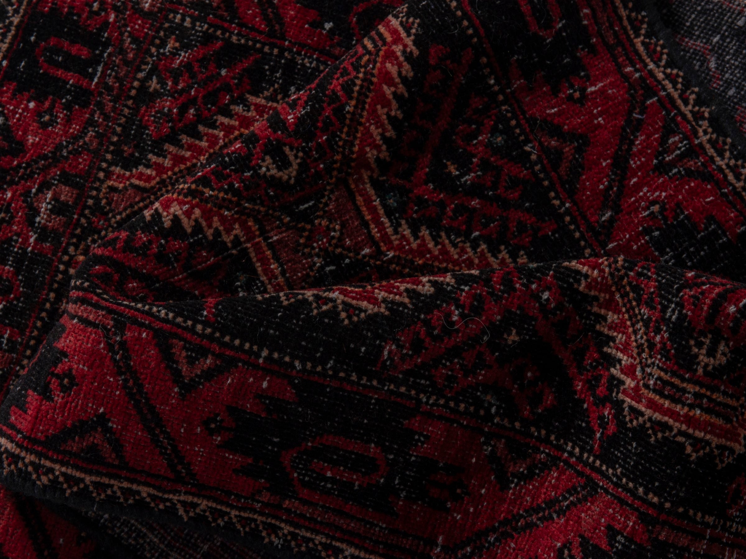 Persian Baluch runner rug in burgundy and deep red, view 14 of 17
