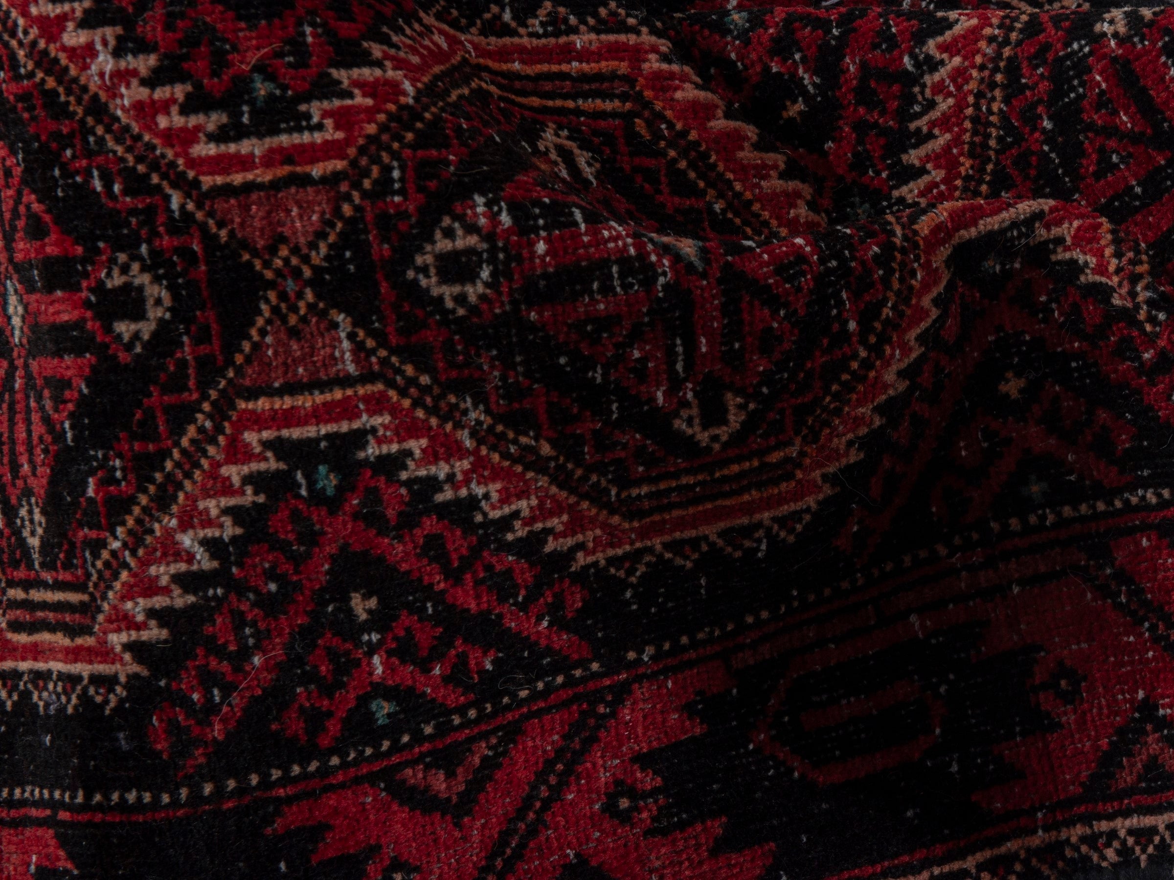 Persian Baluch runner rug in burgundy and deep red, view 15 of 17