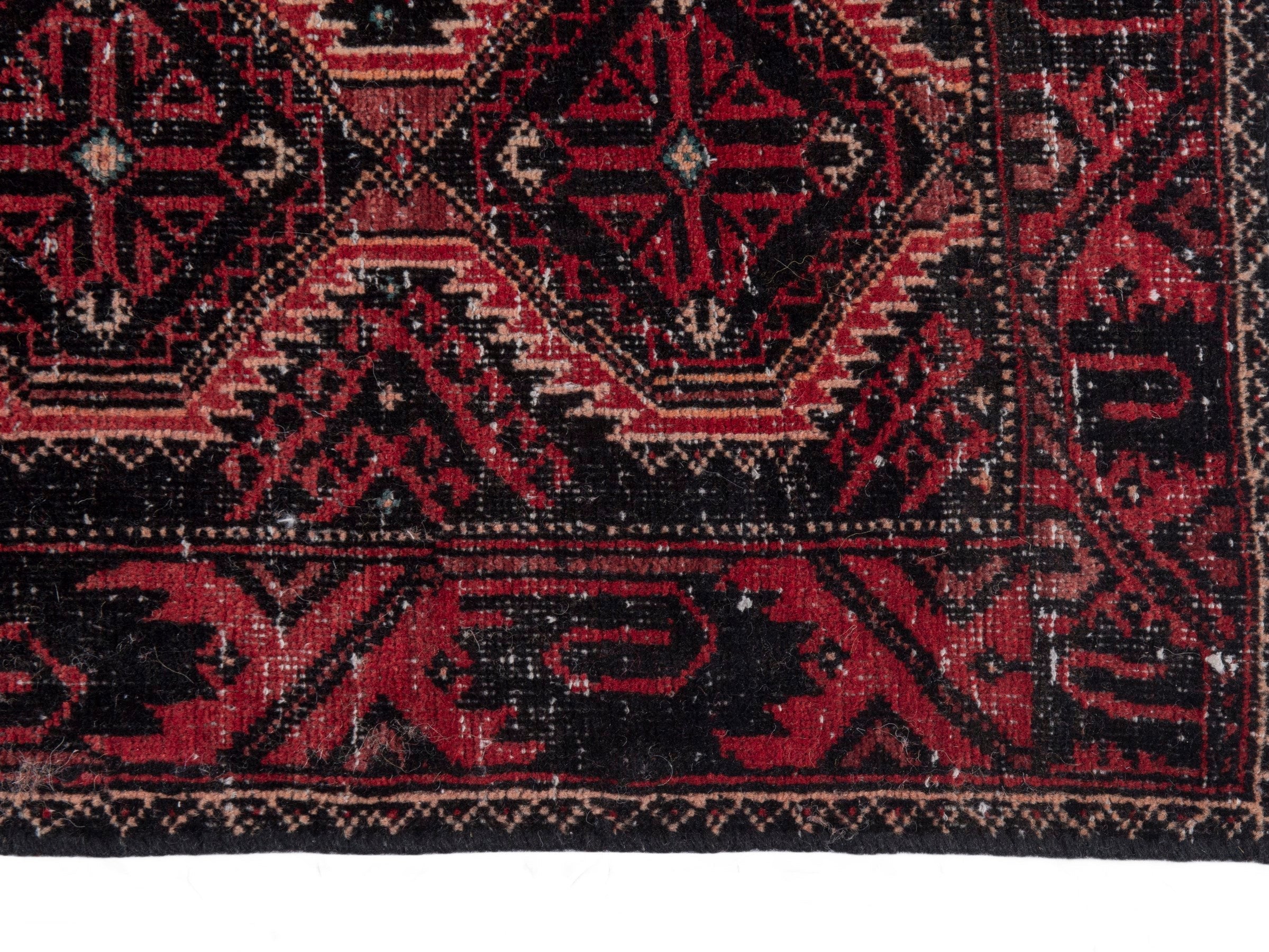 Persian Baluch runner rug in burgundy and deep red, view 4 of 17