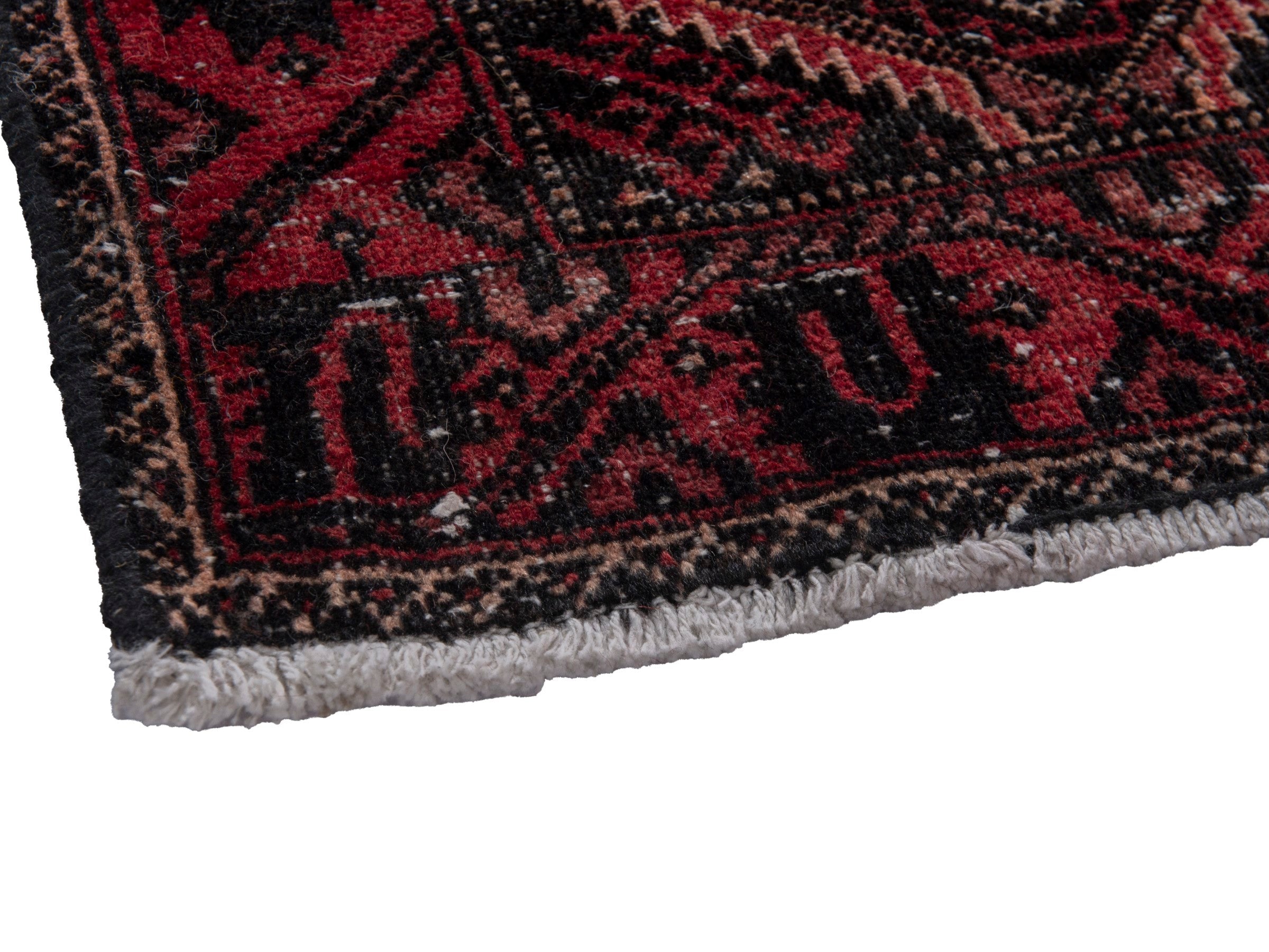 Persian Baluch runner rug in burgundy and deep red, view 5 of 17