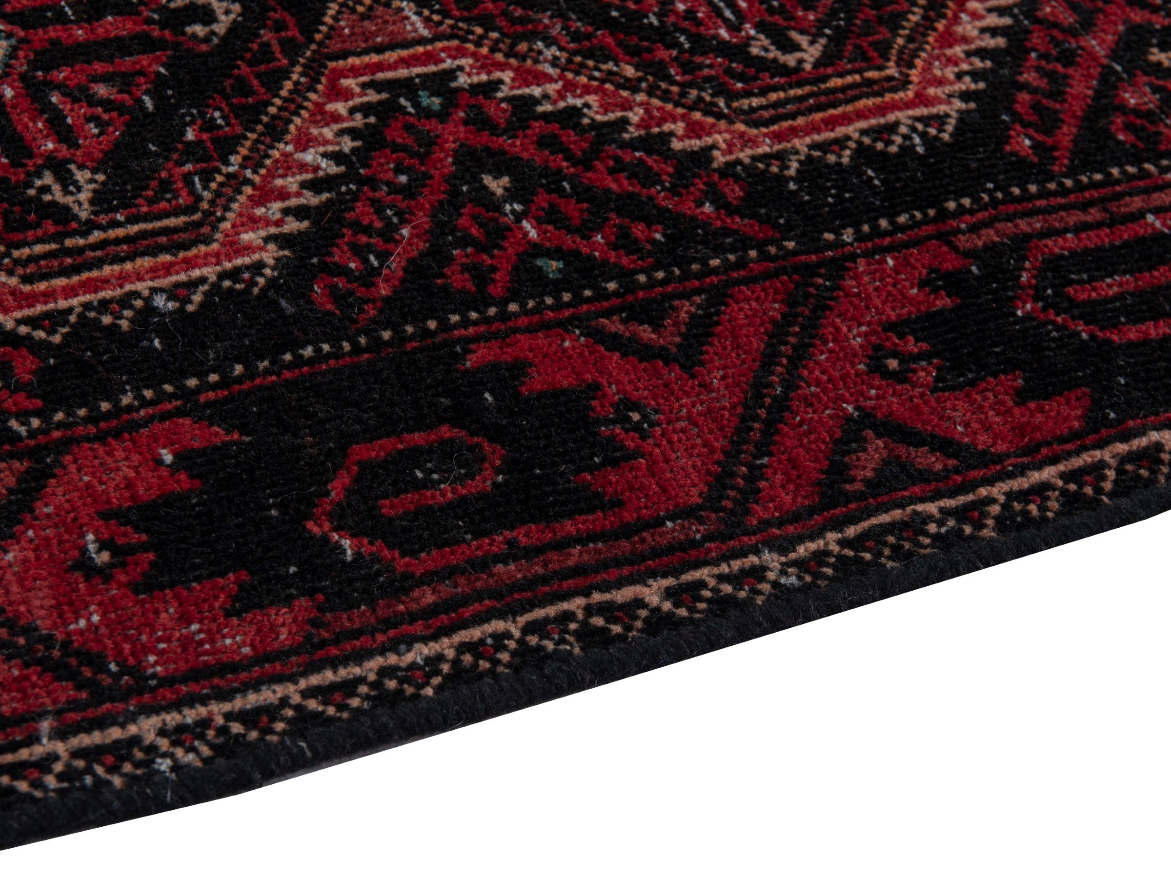 Persian Baluch runner rug in burgundy and deep red, view 7 of 17
