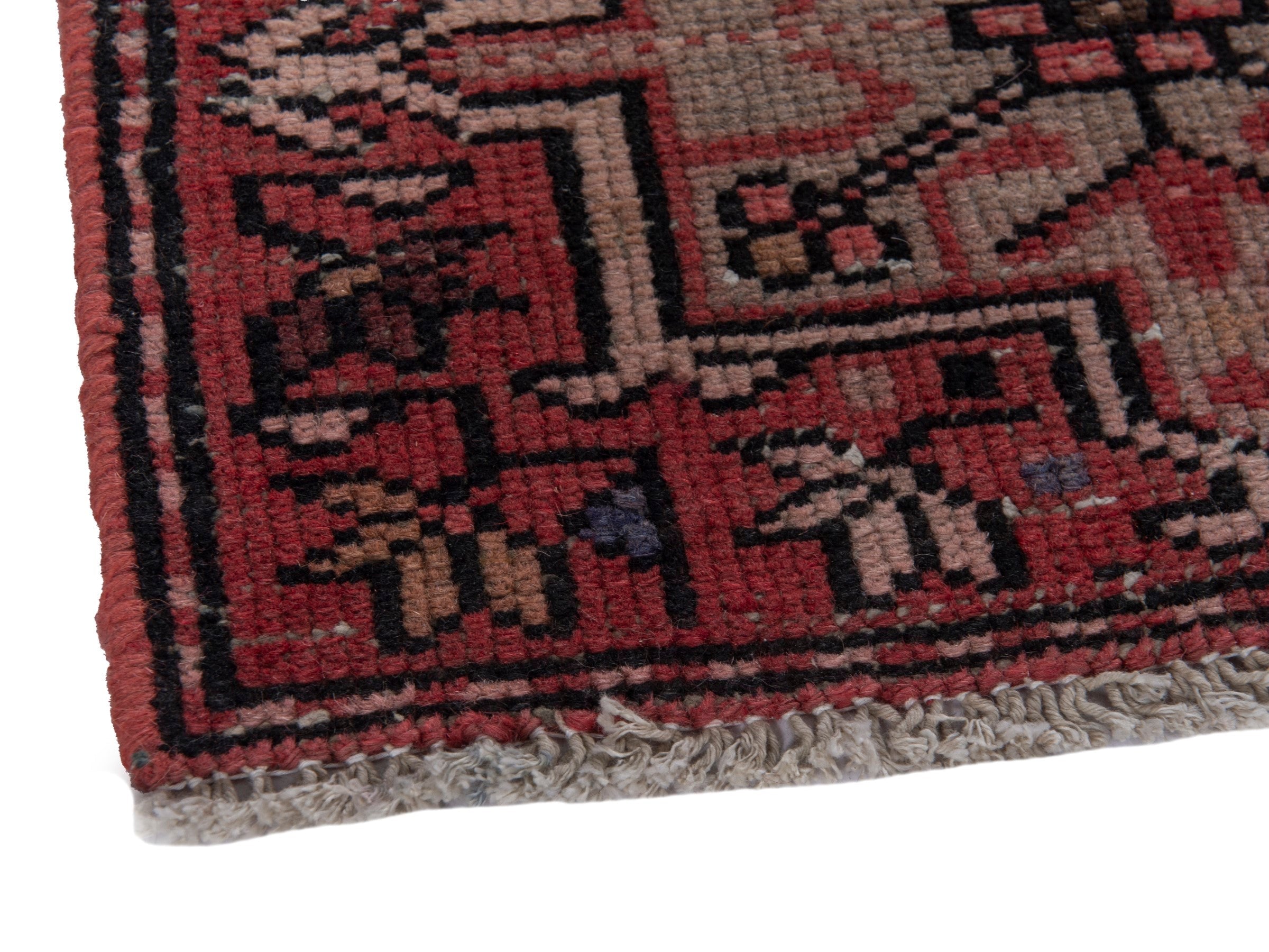 Persian Gharajeh runner rug in burgundy and deep red, view 5 of 16