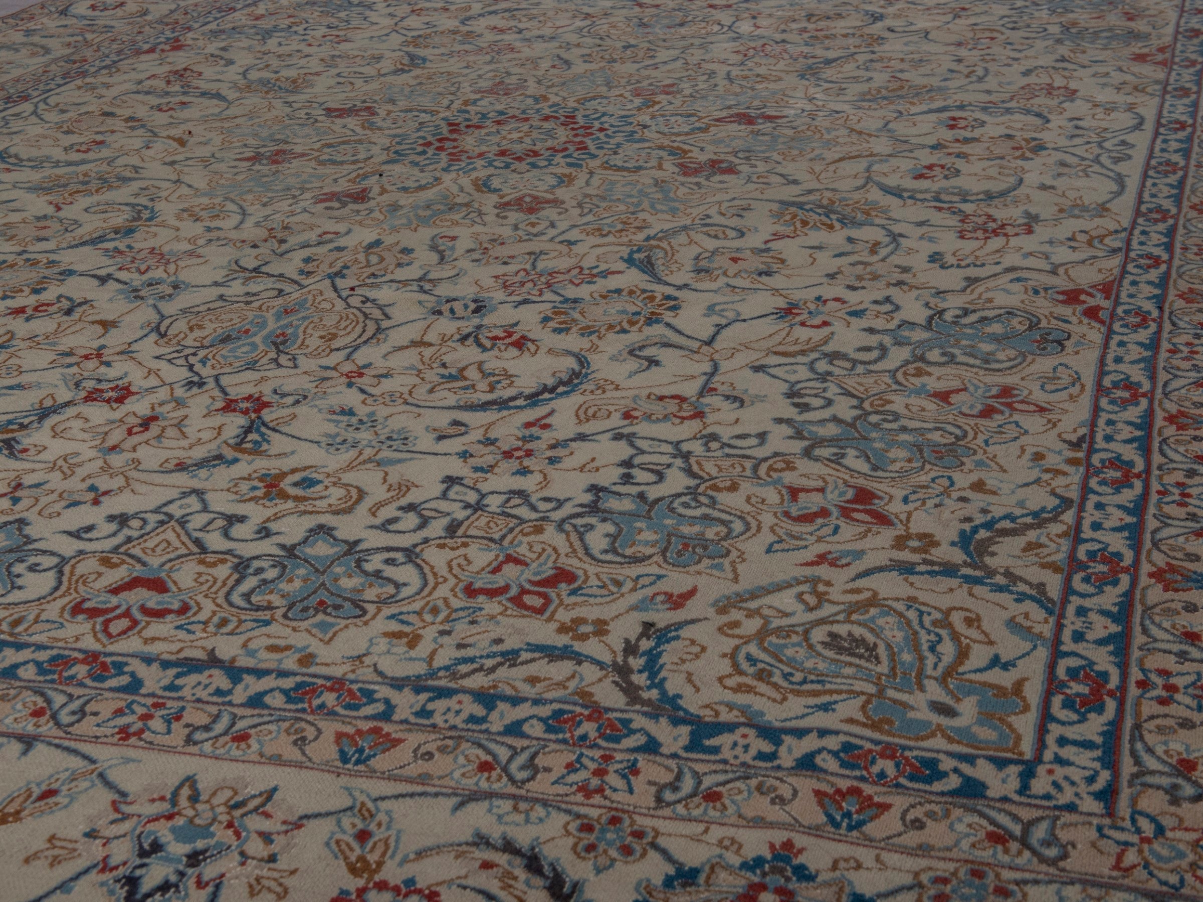 Persian Nain oversized rug in cream and sage, view 10 of 20
