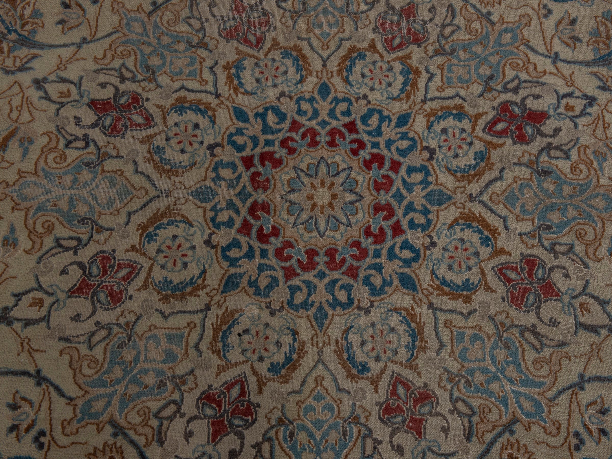 Persian Nain oversized rug in cream and sage, view 12 of 20