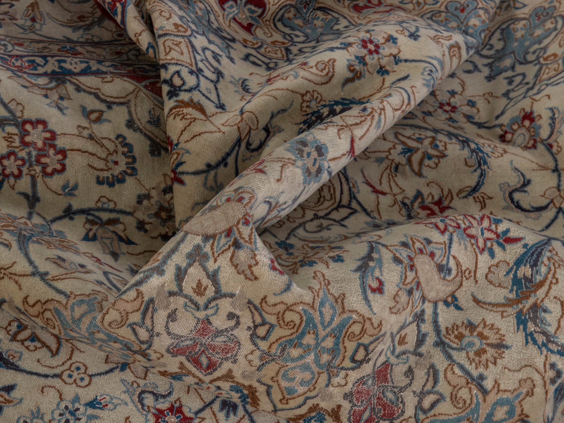Persian Nain oversized rug in cream and sage, view 15 of 20