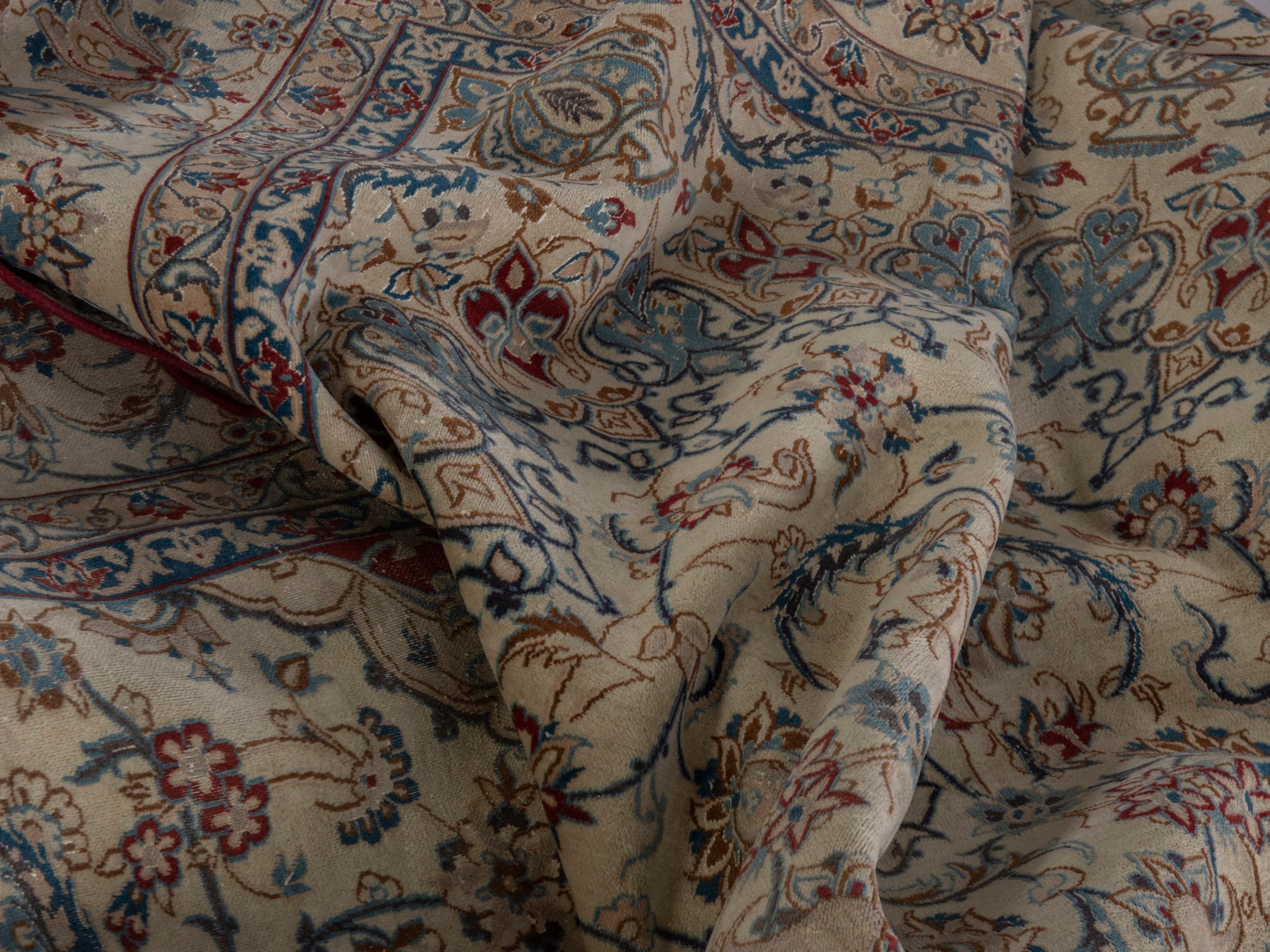Persian Nain oversized rug in cream and sage, view 16 of 20