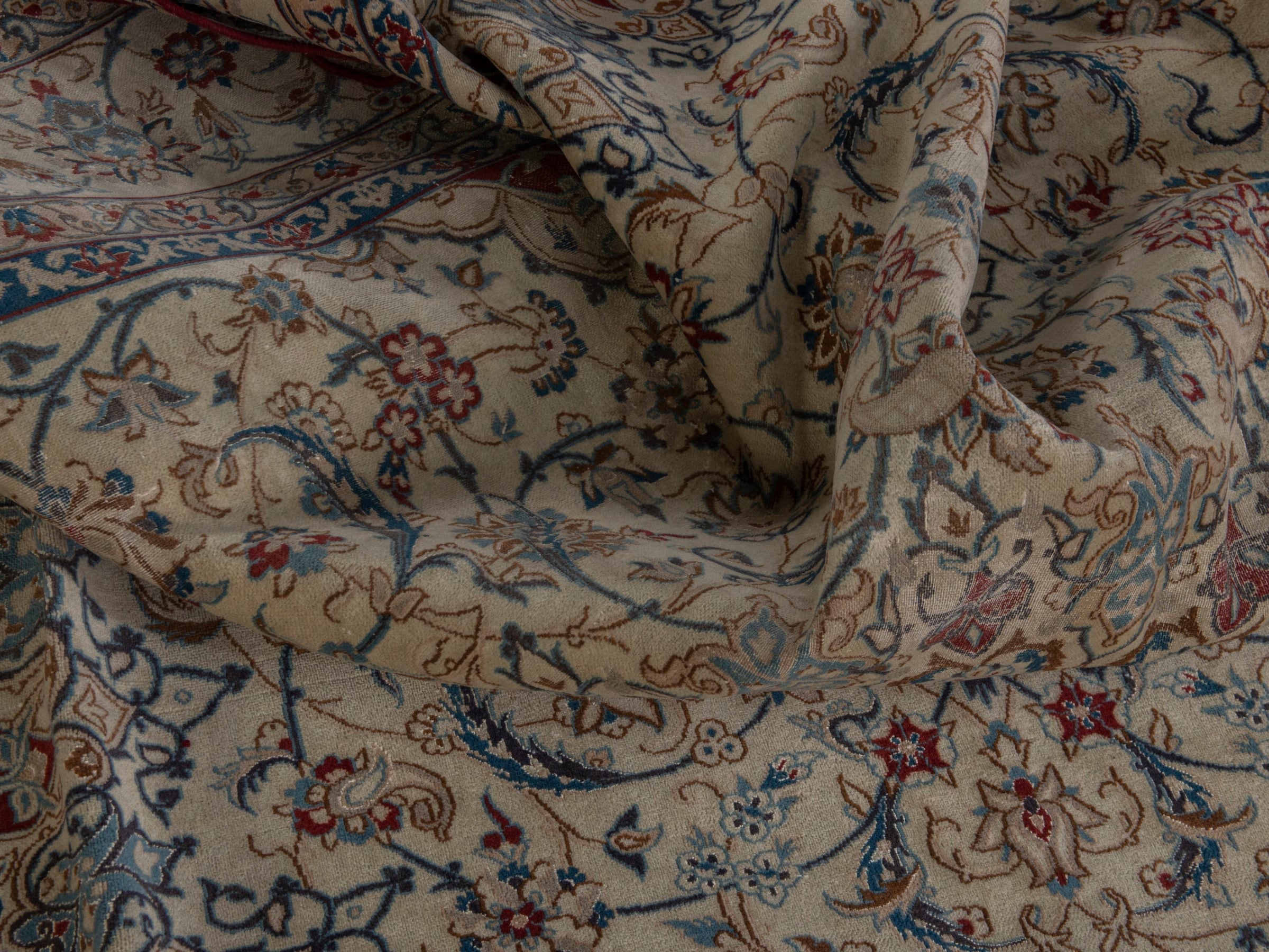 Persian Nain oversized rug in cream and sage, view 17 of 20