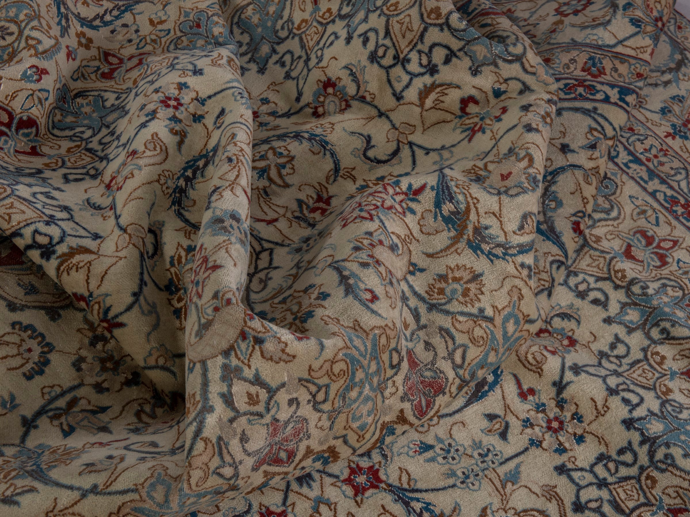 Persian Nain oversized rug in cream and sage, view 18 of 20