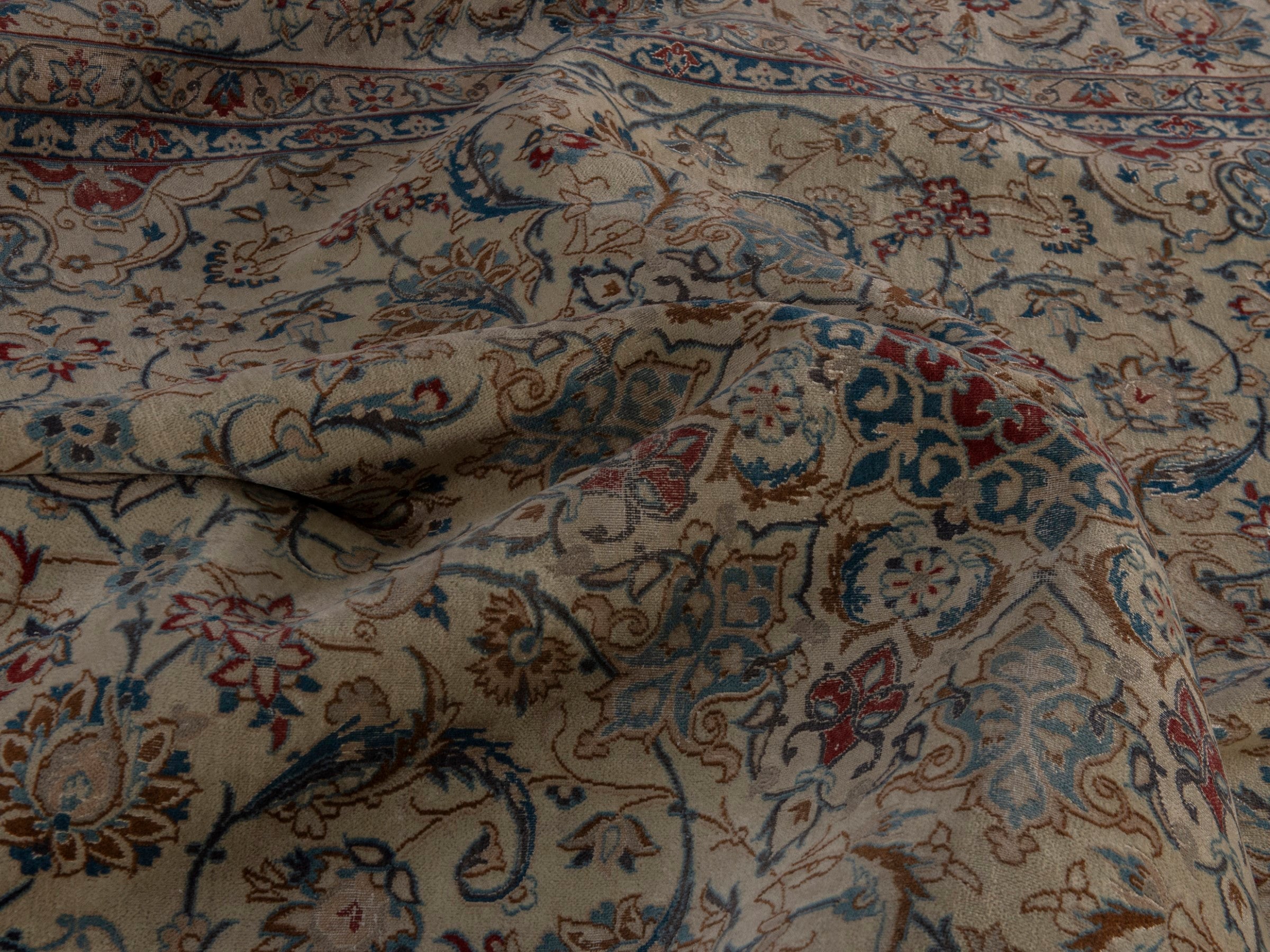 Persian Nain oversized rug in cream and sage, view 19 of 20
