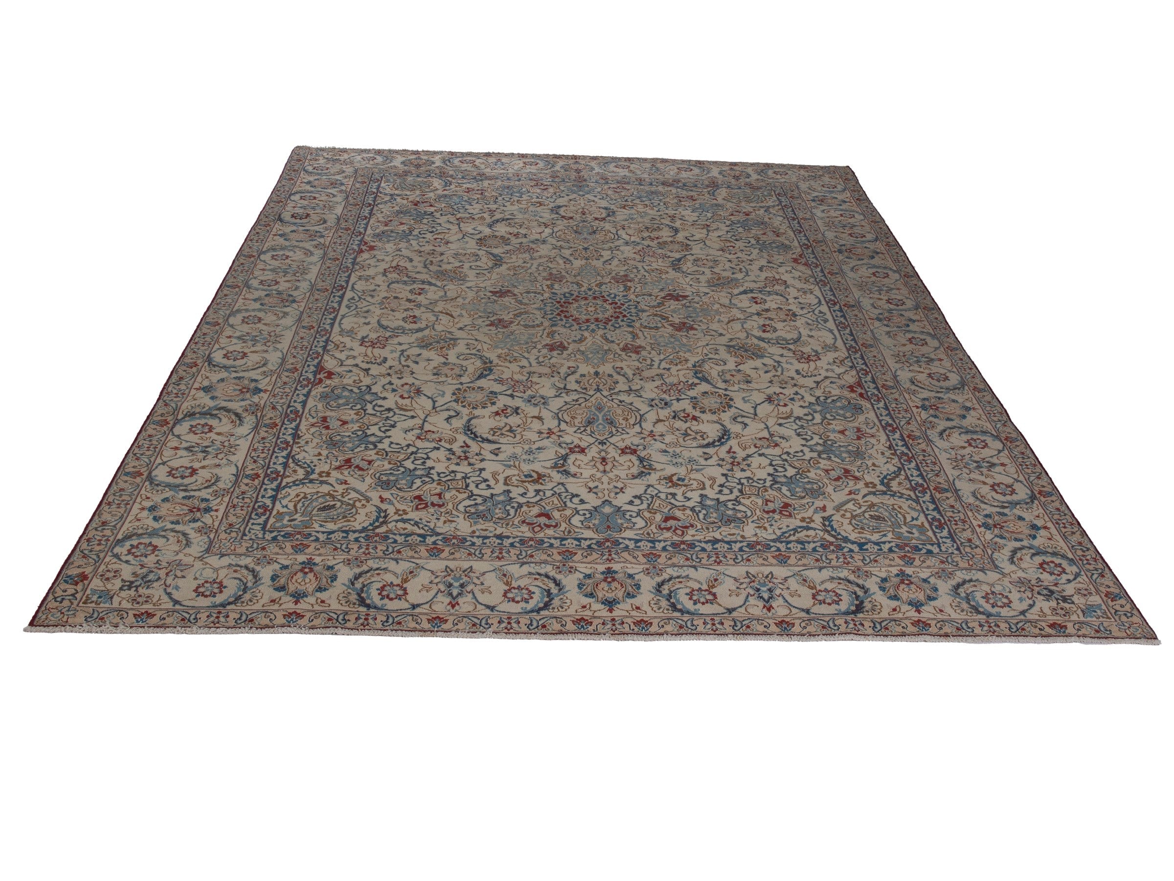 Persian Nain oversized rug in cream and sage, view 2 of 20