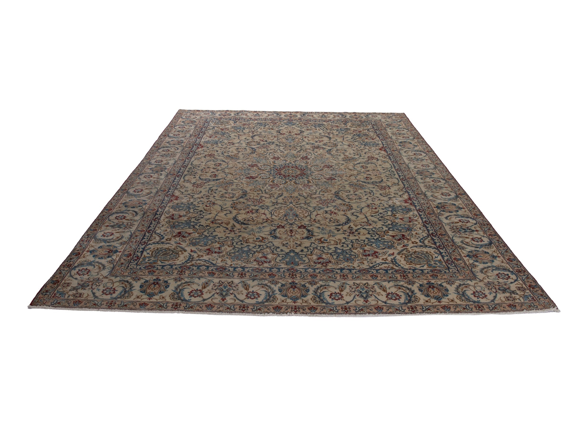 Persian Nain oversized rug in cream and sage, view 3 of 20