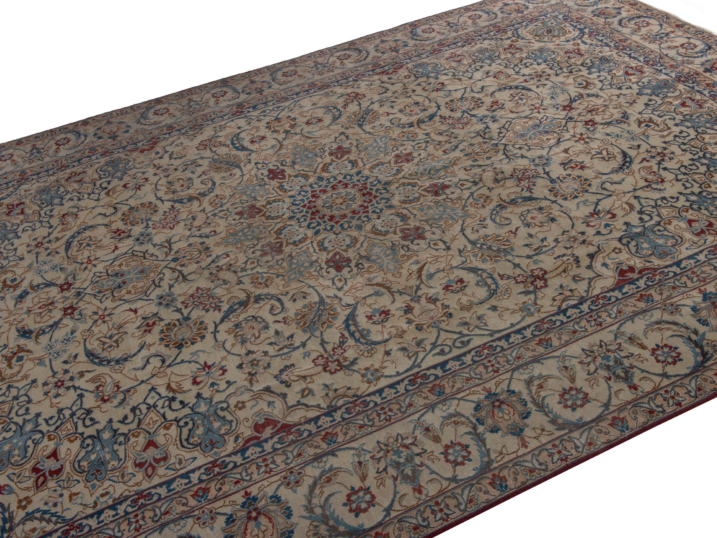 Persian Nain oversized rug in cream and sage, view 4 of 20
