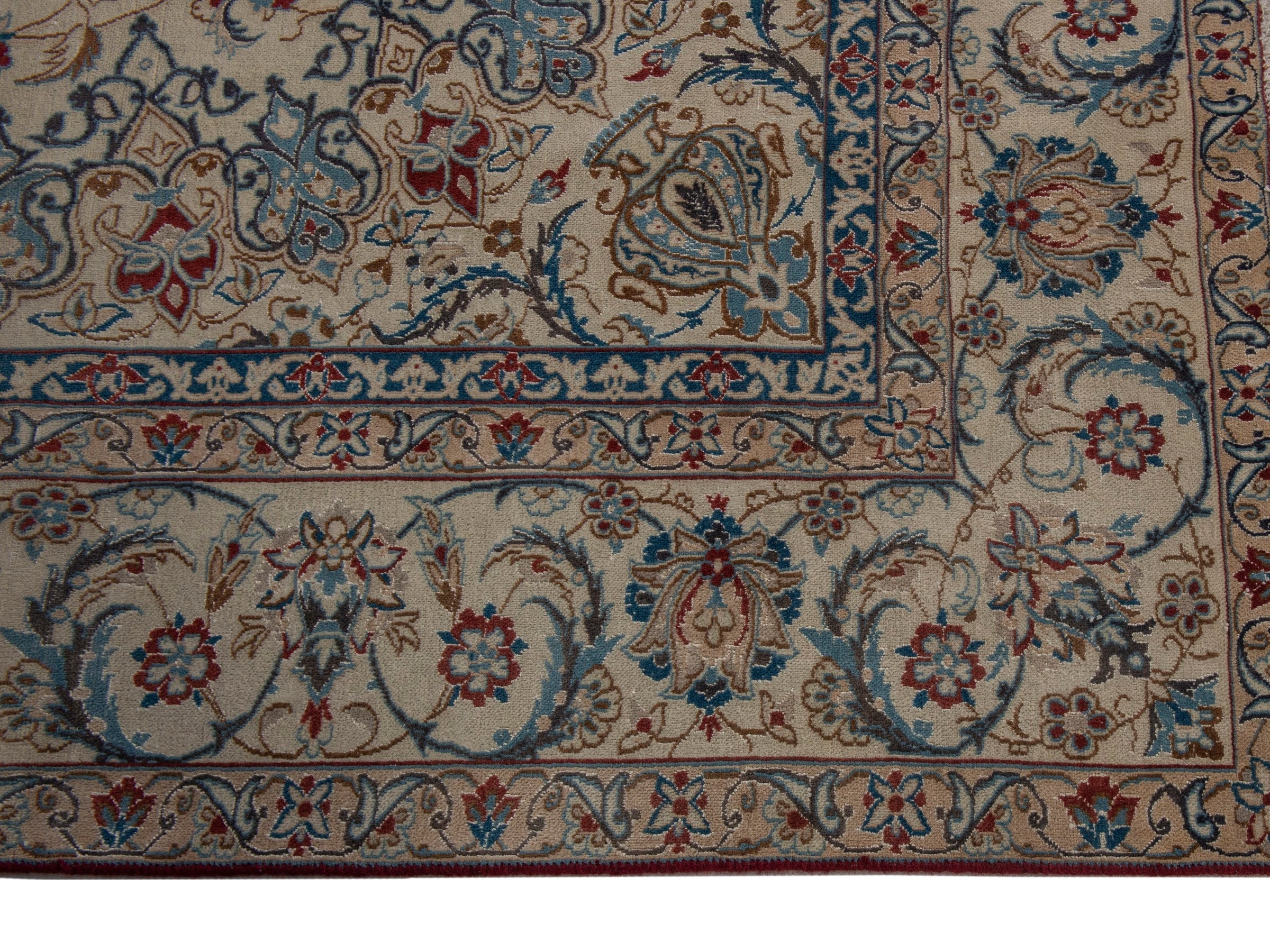 Persian Nain oversized rug in cream and sage, view 5 of 20