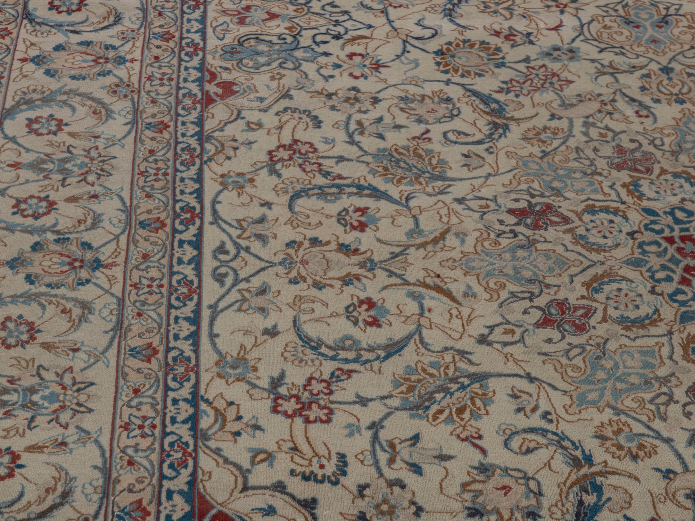 Persian Nain oversized rug in cream and sage, view 7 of 20