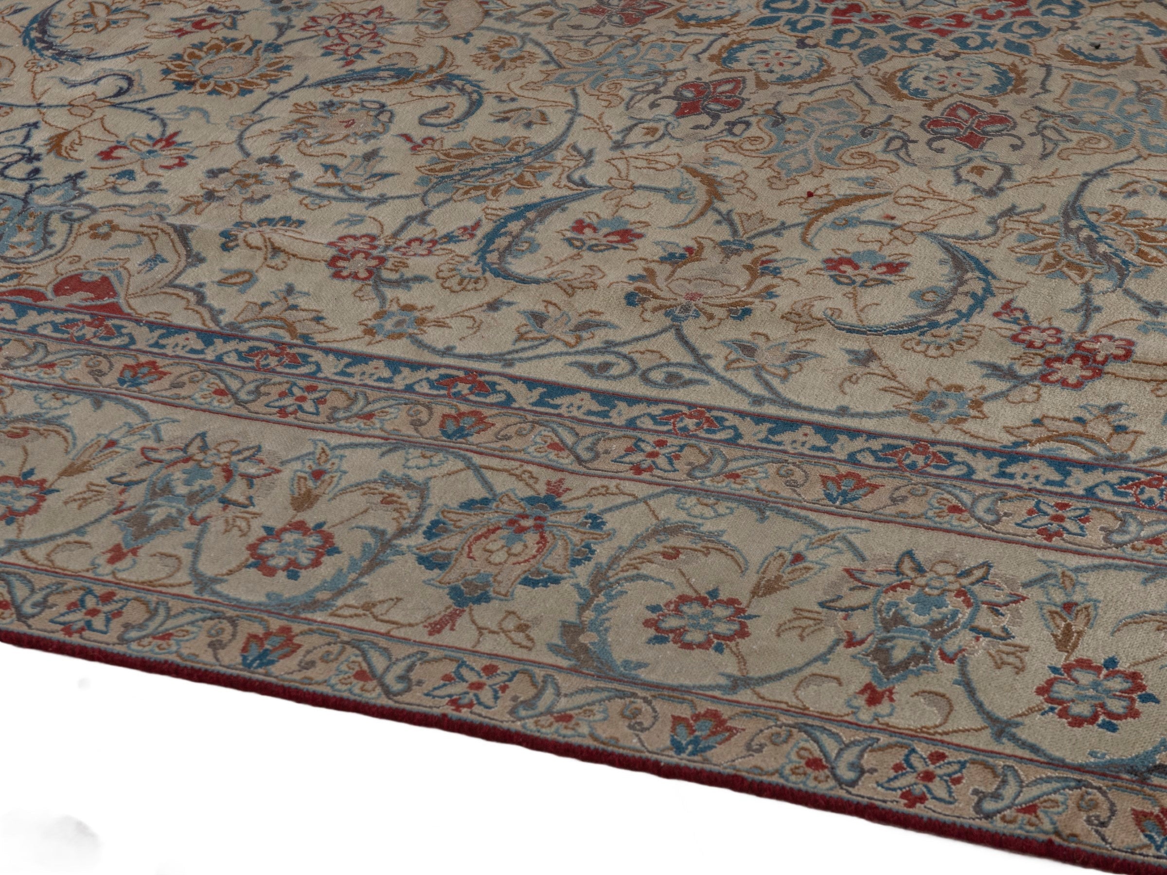 Persian Nain oversized rug in cream and sage, view 8 of 20