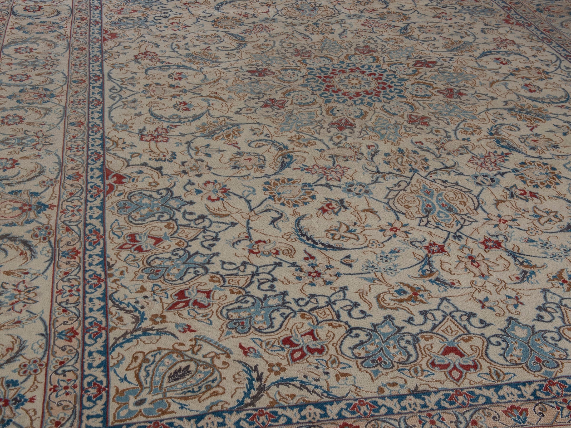 Persian Nain oversized rug in cream and sage, view 9 of 20