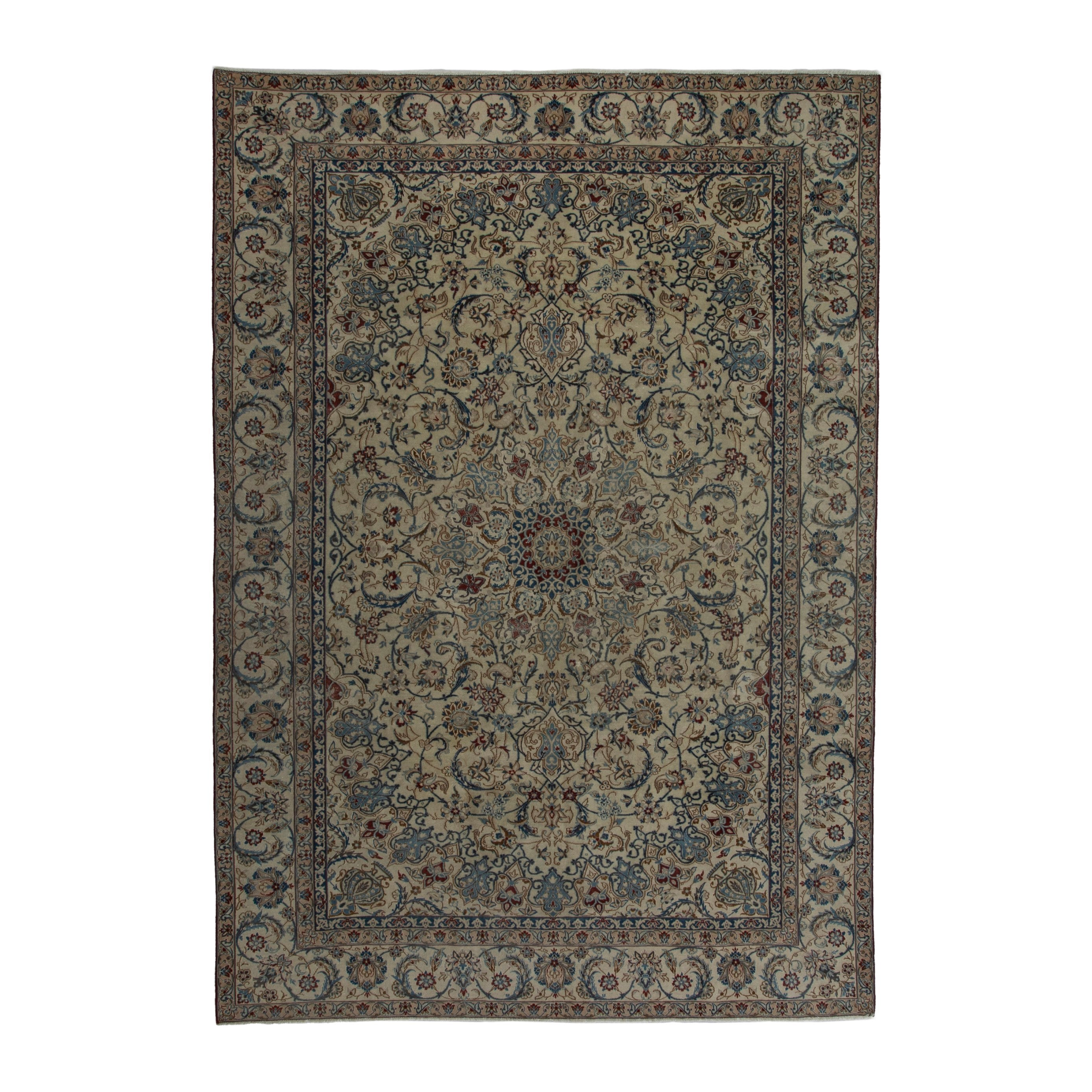 Persian Nain oversized rug in cream and sage, 7'11" x 11'2"
