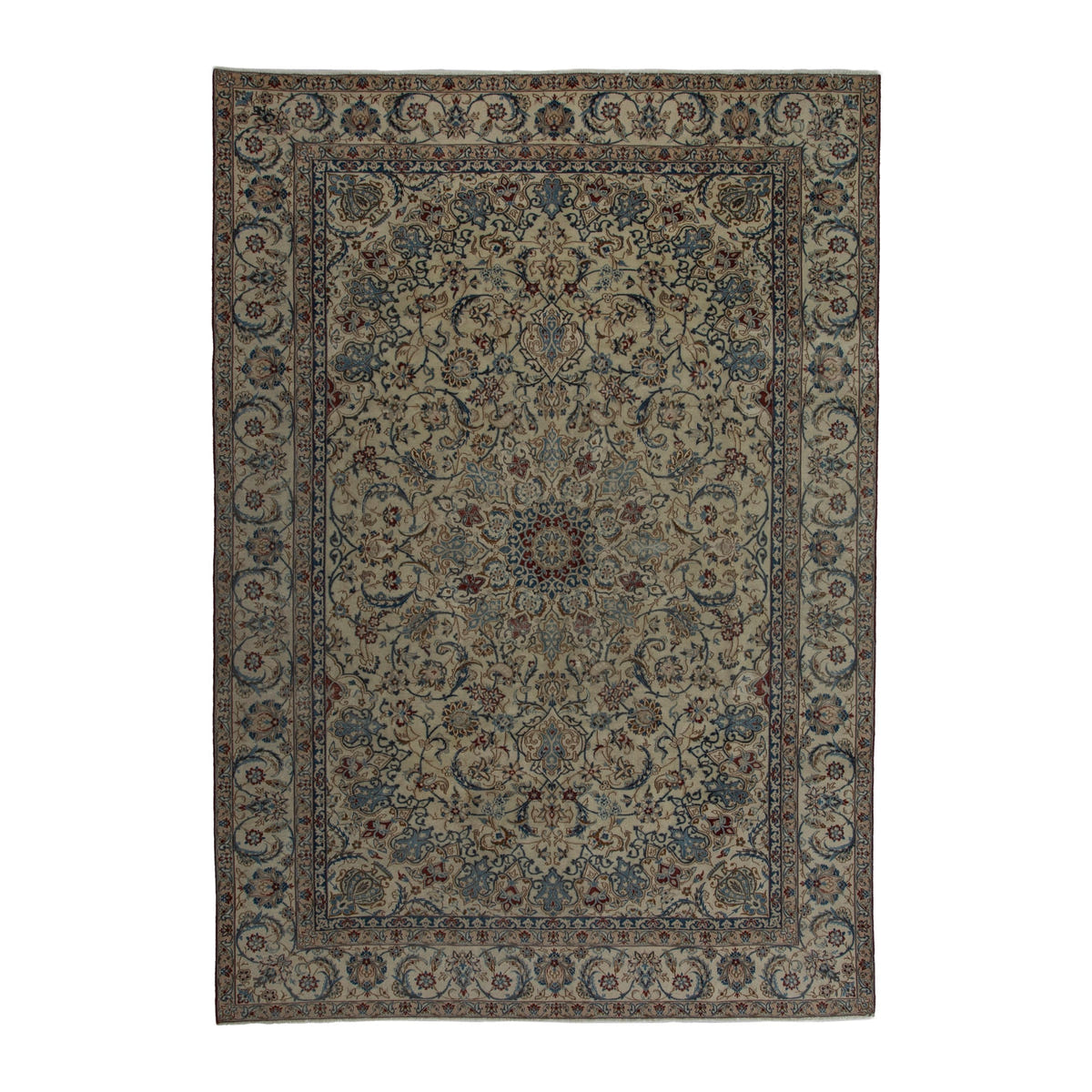 Persian Nain oversized rug in cream and sage, 7'11" x 11'2"