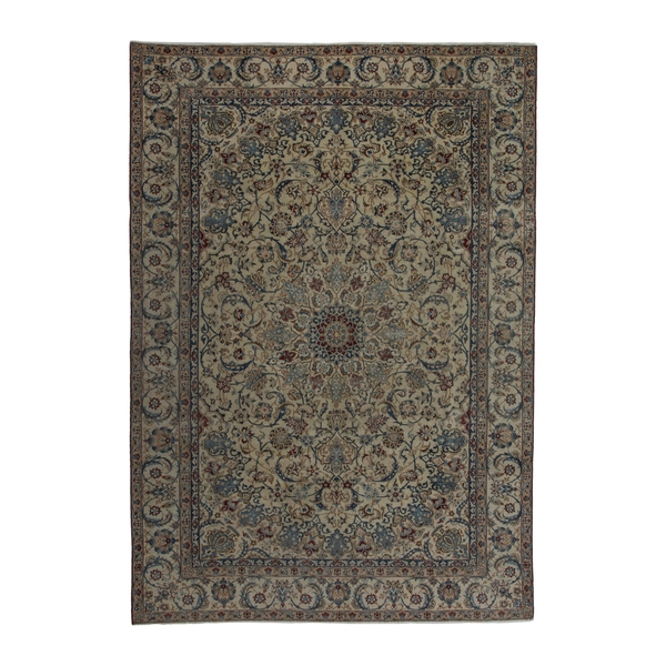 Persian Nain oversized rug in cream and sage, 7'11" x 11'2"