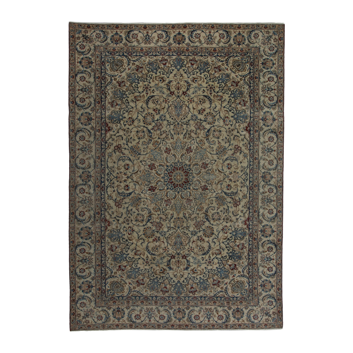 Persian Nain oversized rug in cream and sage, 7'11" x 11'2"