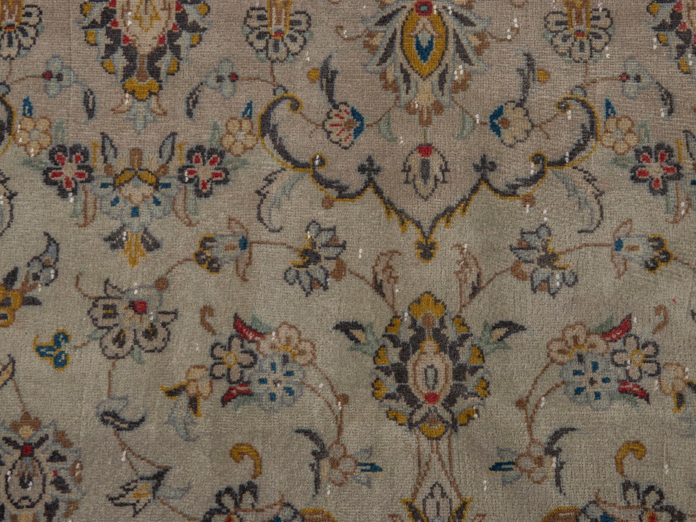 Persian Kashan area rug in cream and sage, view 18 of 22