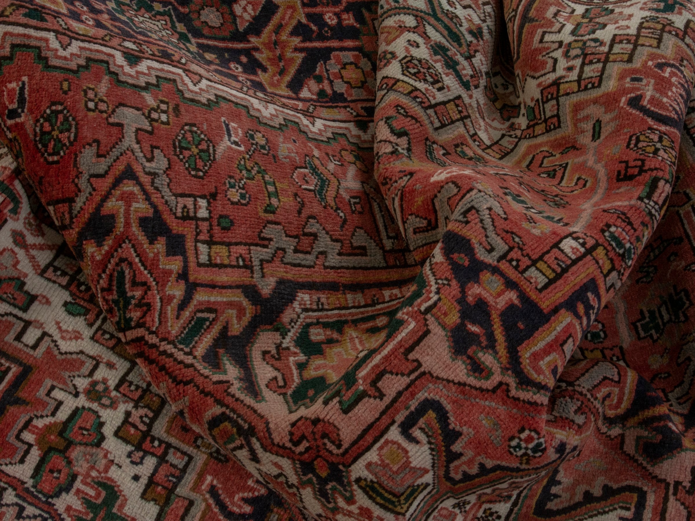 Persian Gorevan area rug in rust and burgundy, view 18 of 22
