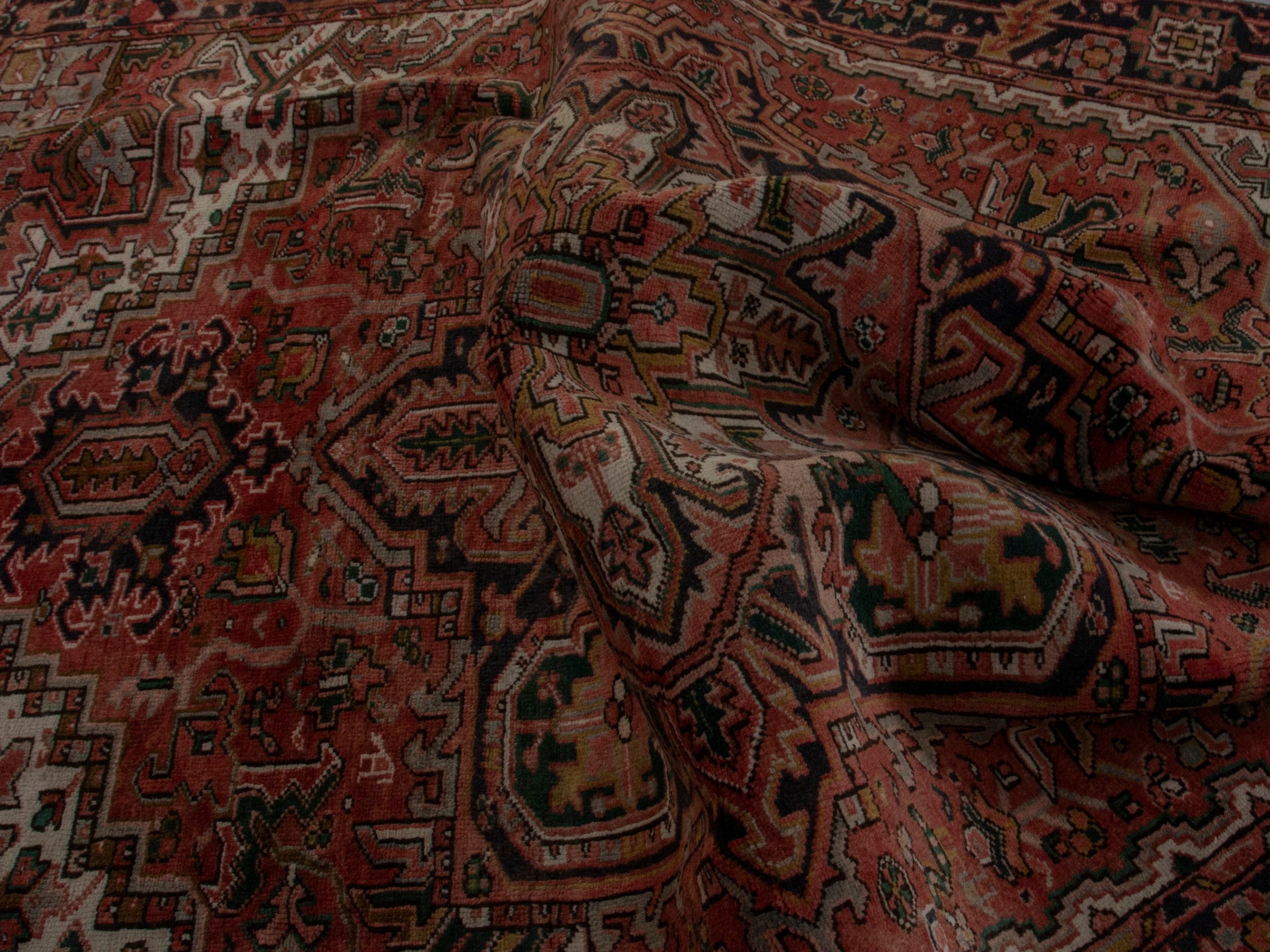 Persian Gorevan area rug in rust and burgundy, view 20 of 22