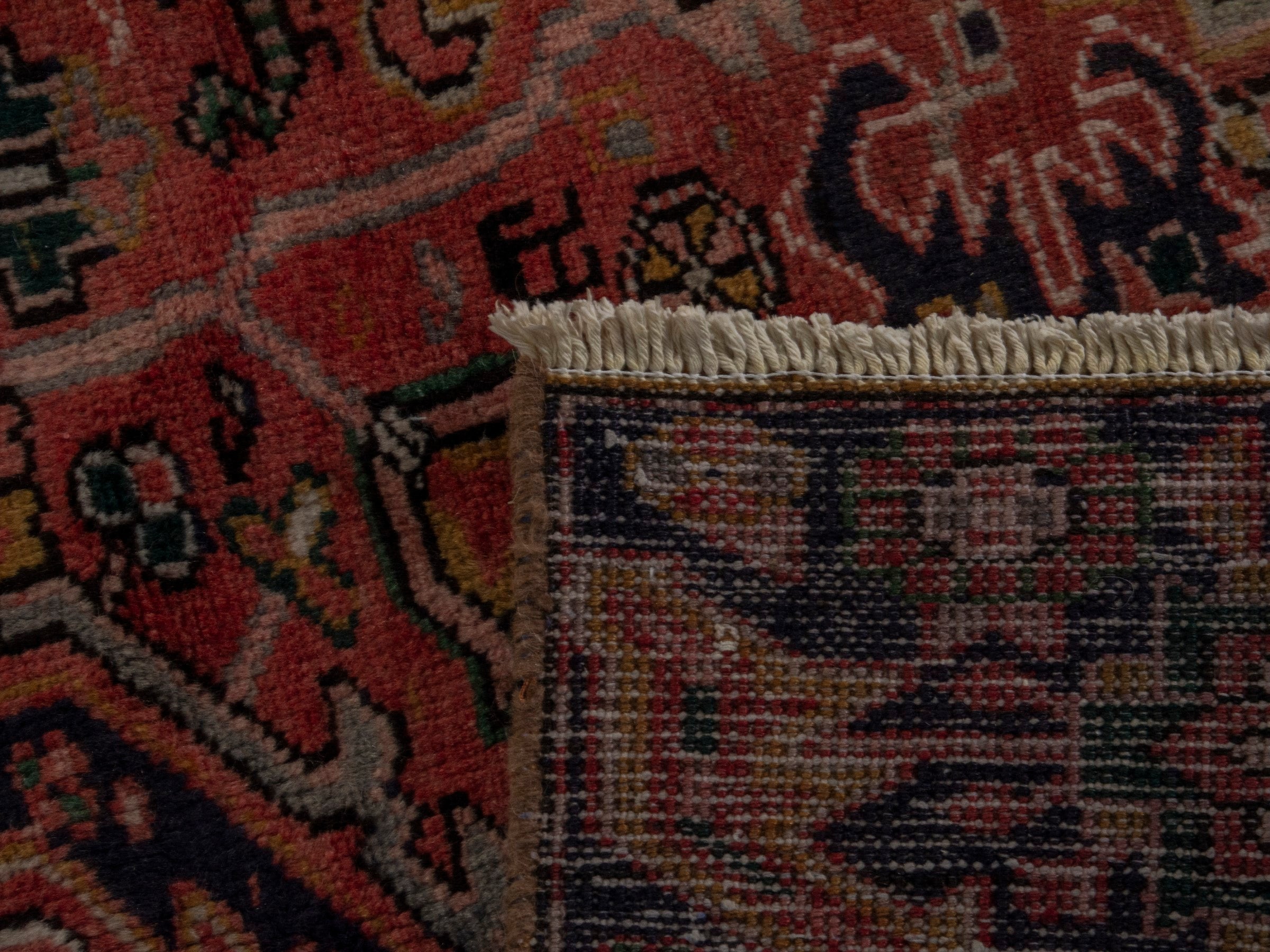 Persian Gorevan area rug in rust and burgundy, view 22 of 22