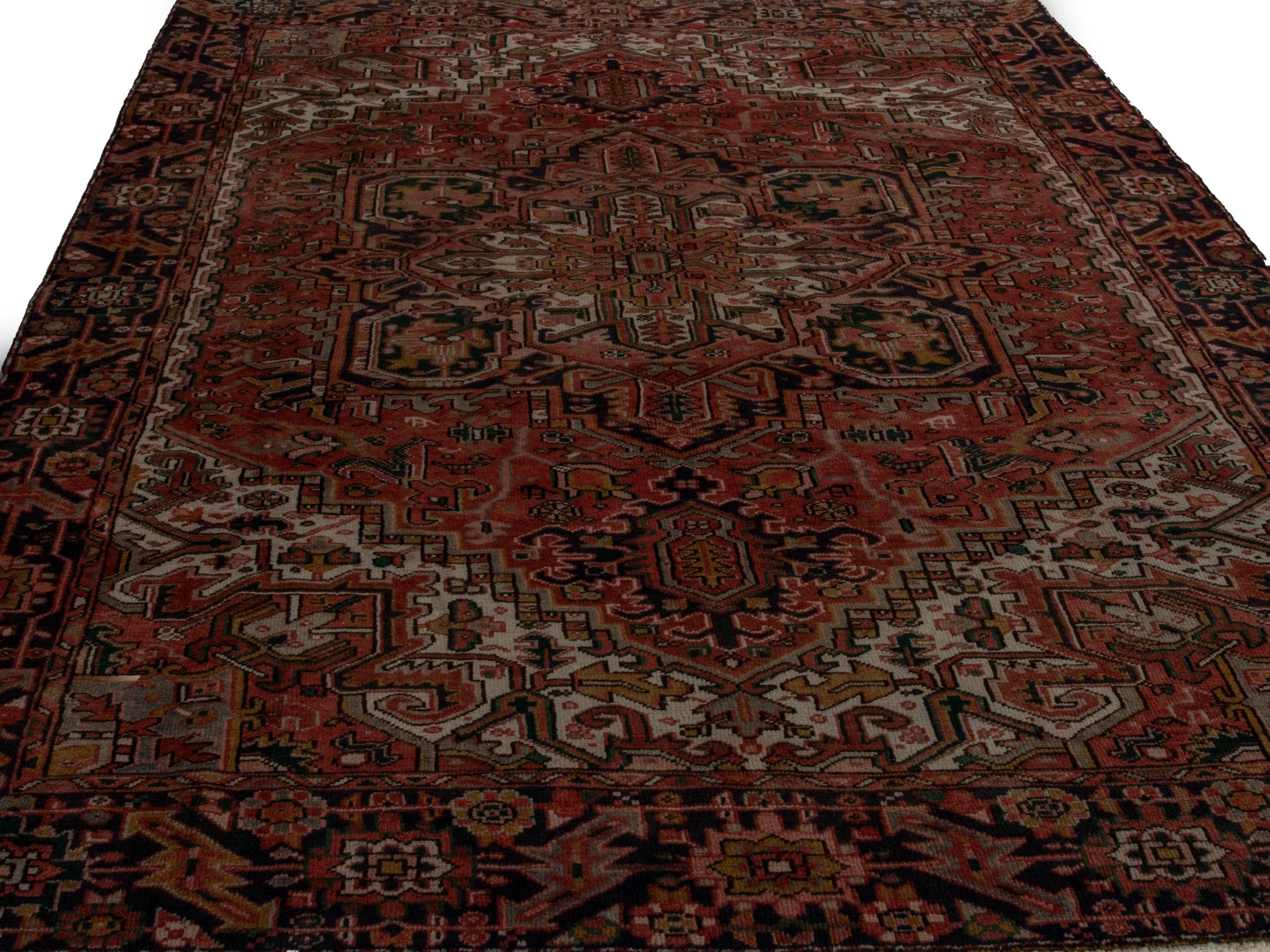 Persian Gorevan area rug in rust and burgundy, view 9 of 22