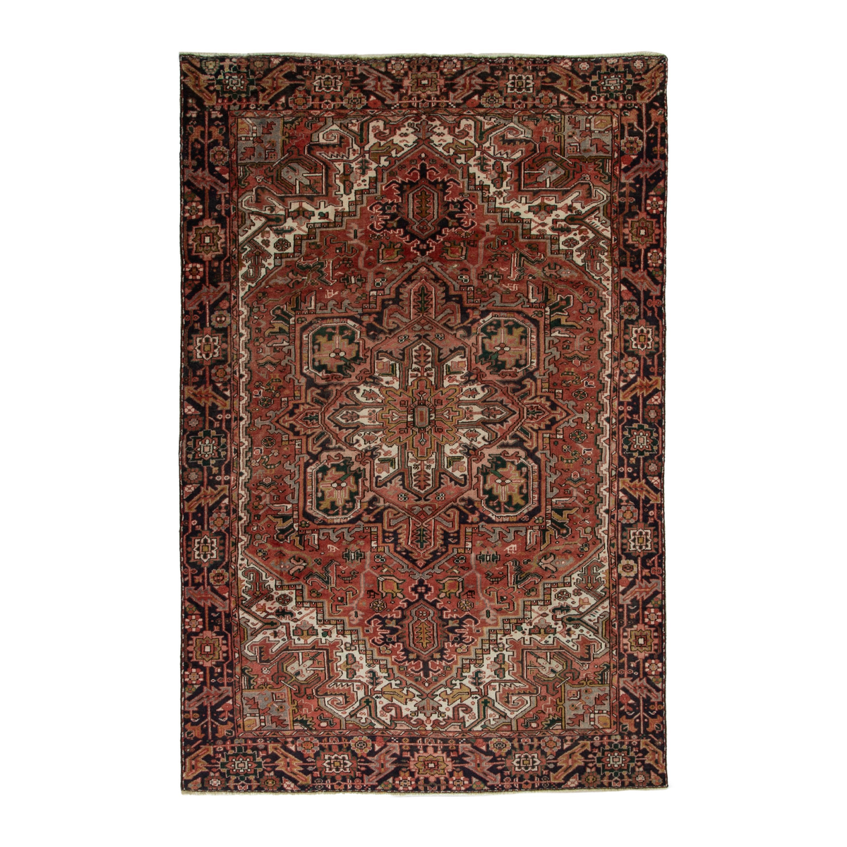 Persian Gorevan area rug in rust and burgundy, 6'11" x 10'2"