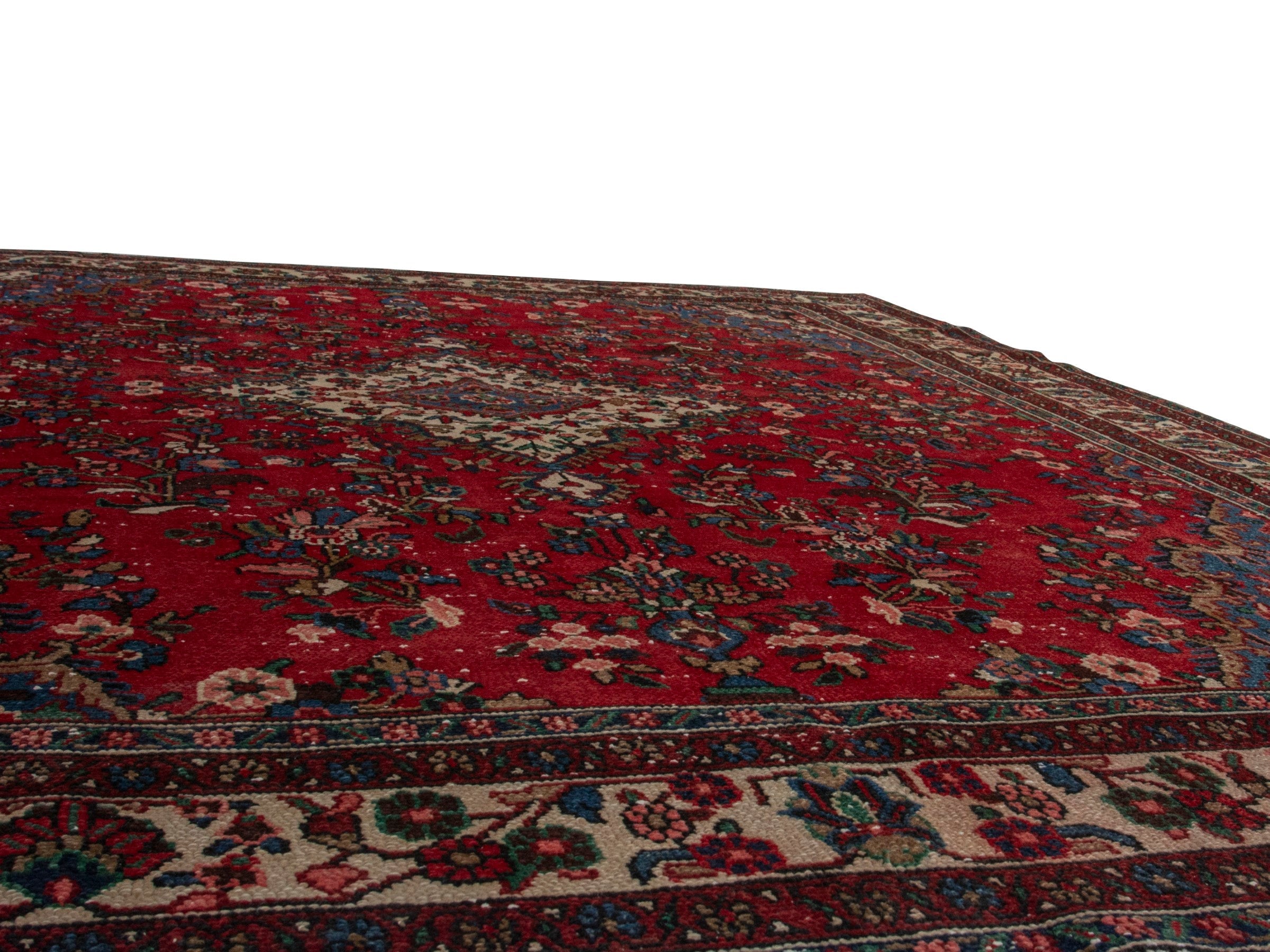 Persian Hamedan oversized rug in deep red and ivory, view 10 of 19