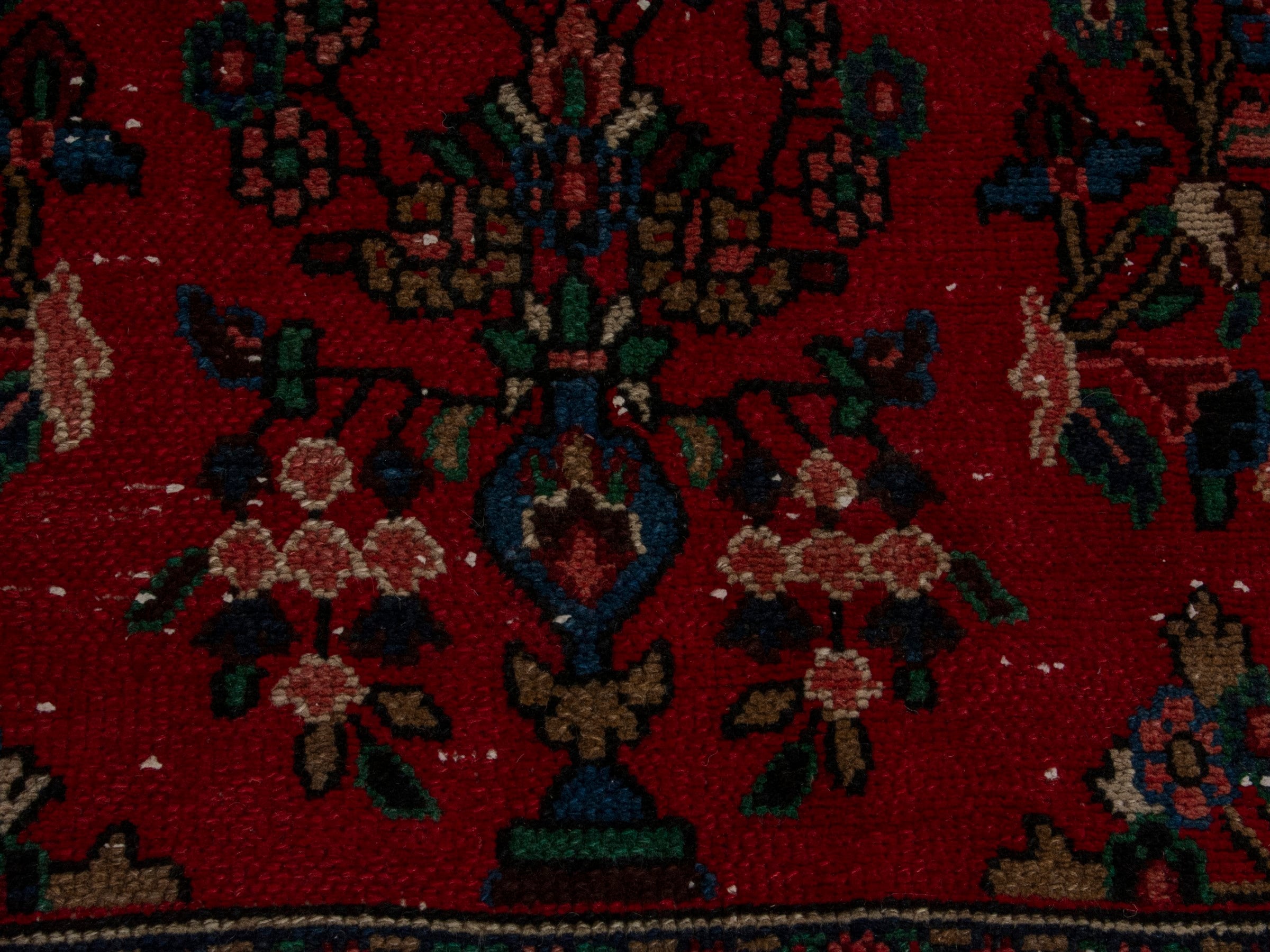 Persian Hamedan oversized rug in deep red and ivory, view 11 of 19