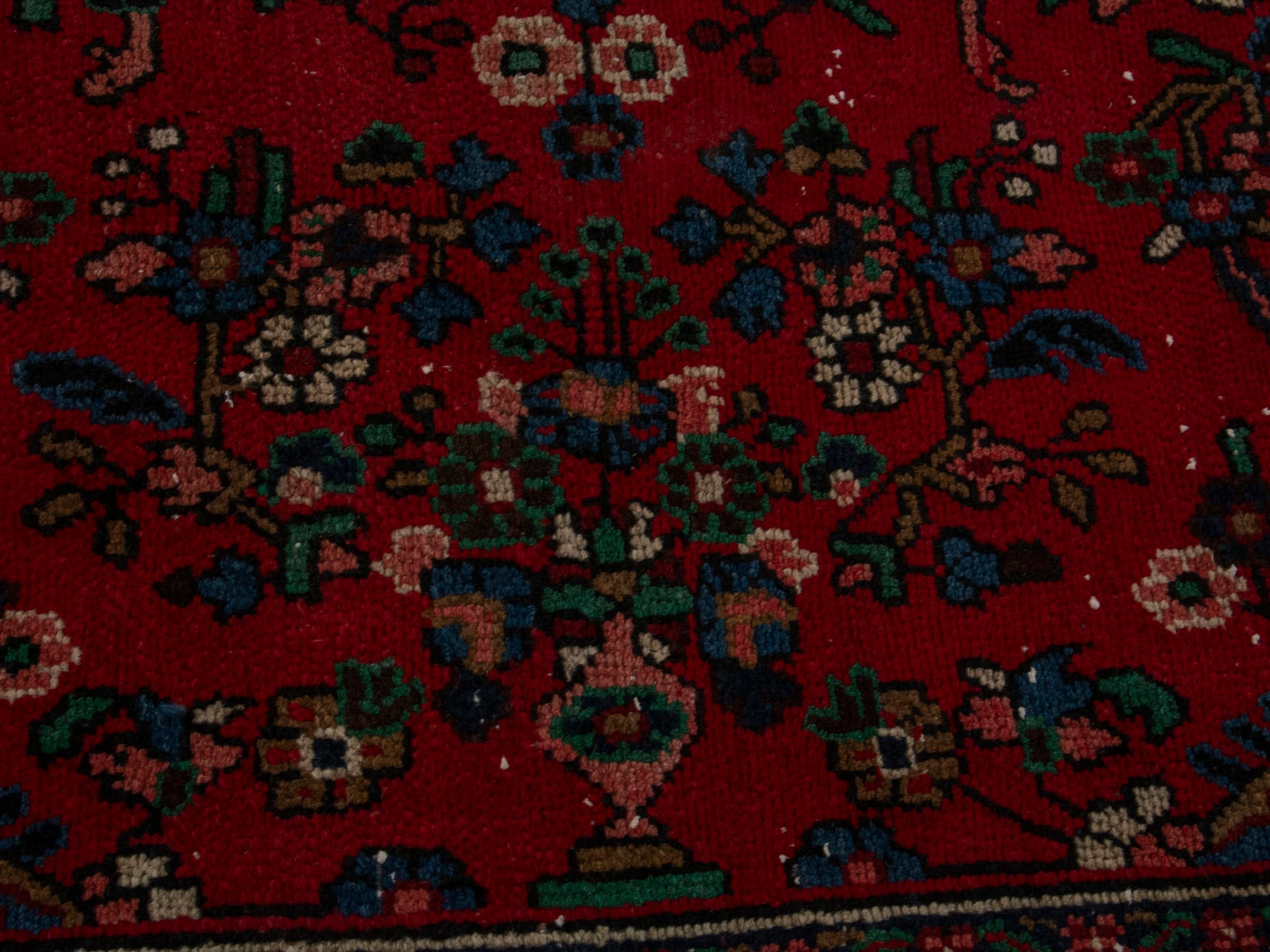 Persian Hamedan oversized rug in deep red and ivory, view 13 of 19