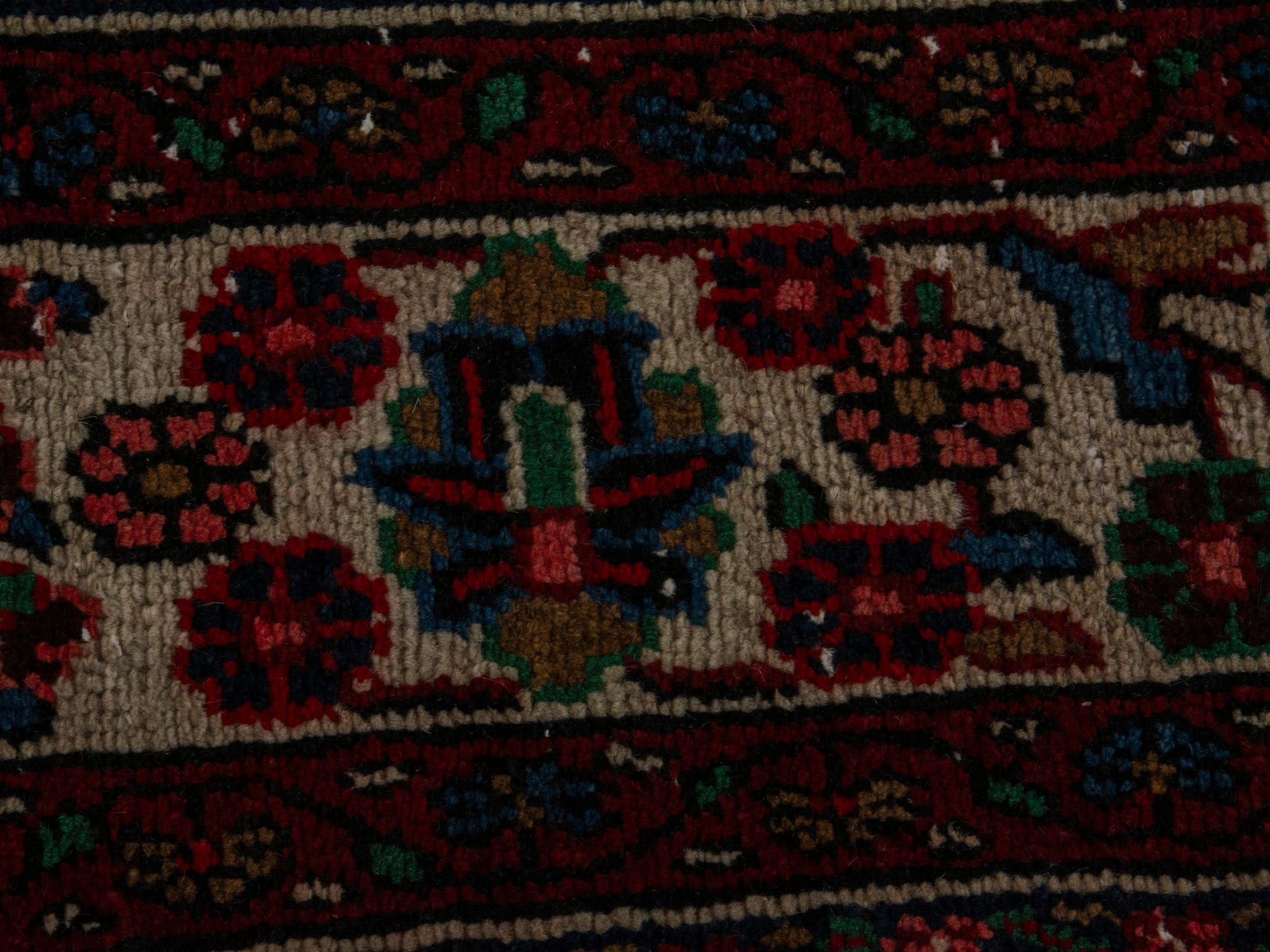 Persian Hamedan oversized rug in deep red and ivory, view 14 of 19
