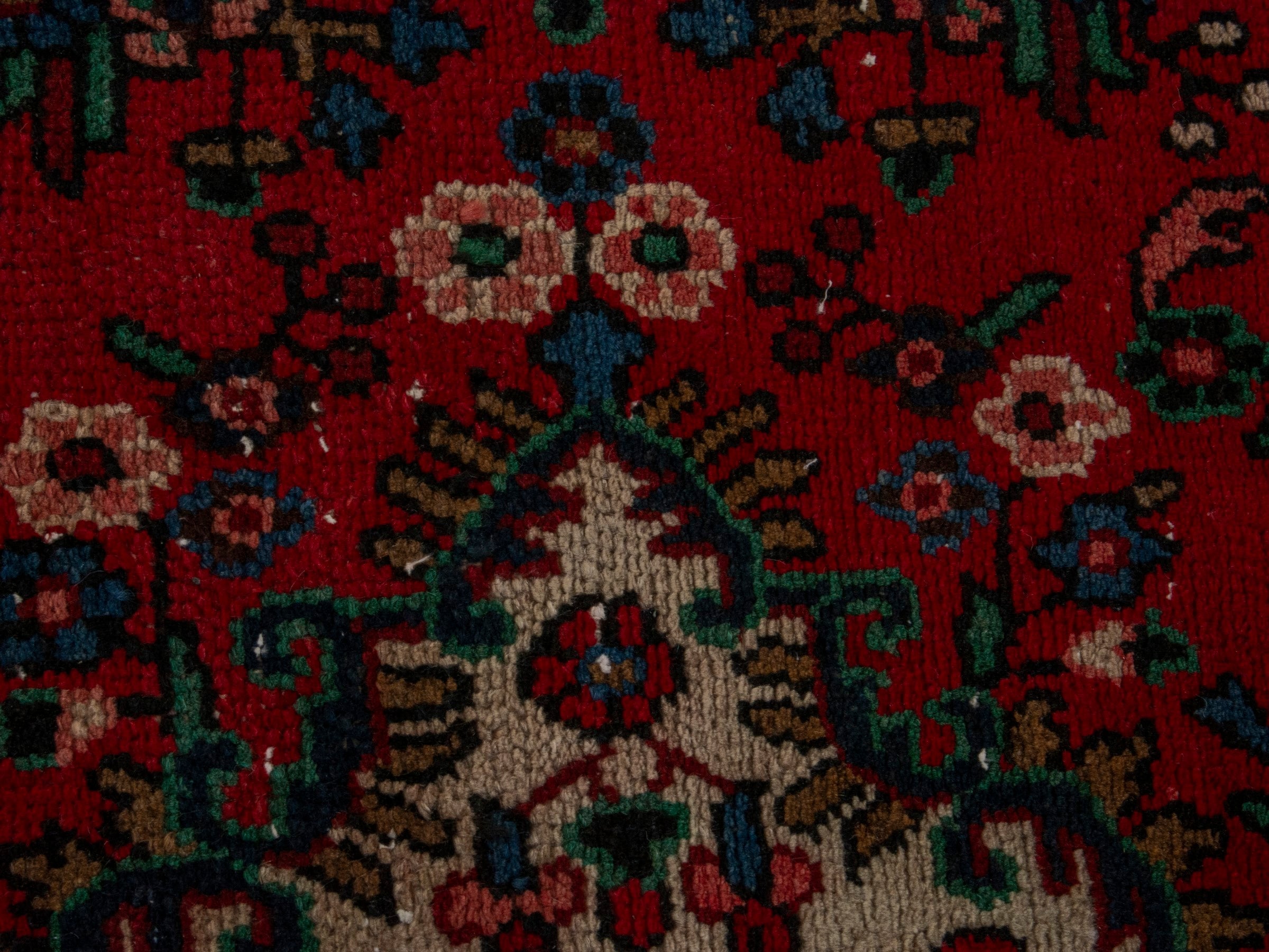 Persian Hamedan oversized rug in deep red and ivory, view 15 of 19