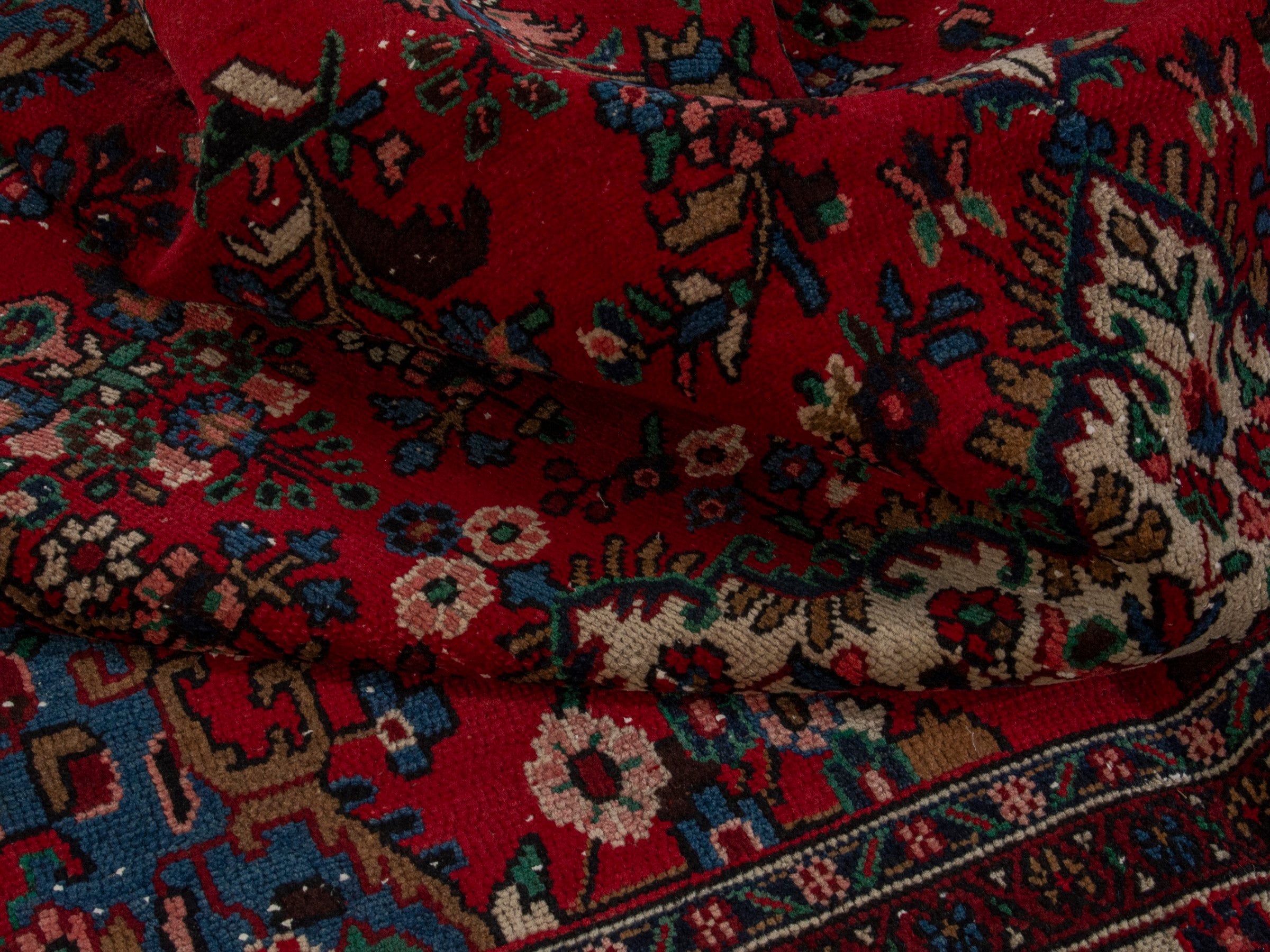 Persian Hamedan oversized rug in deep red and ivory, view 17 of 19