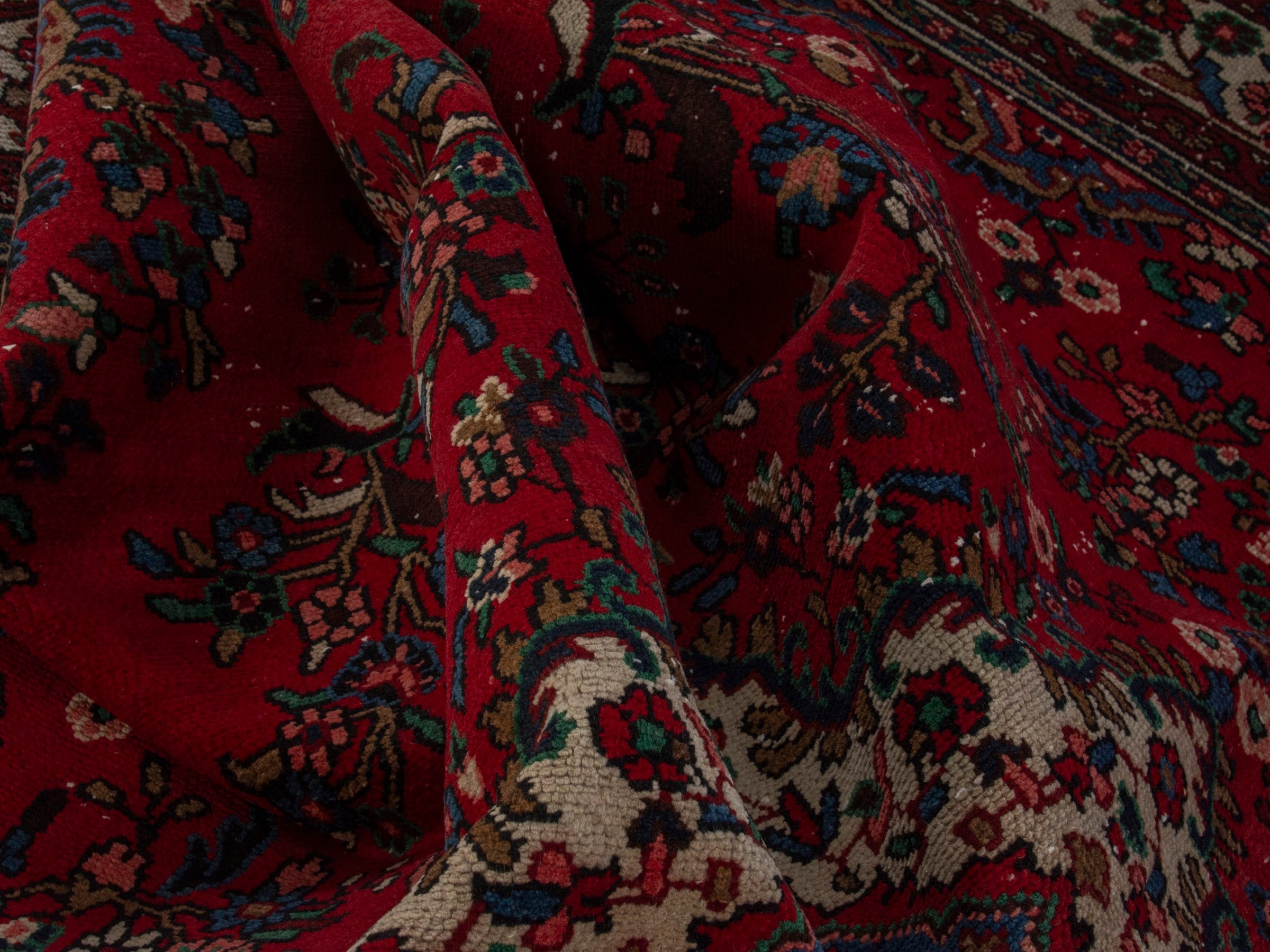Persian Hamedan oversized rug in deep red and ivory, view 18 of 19