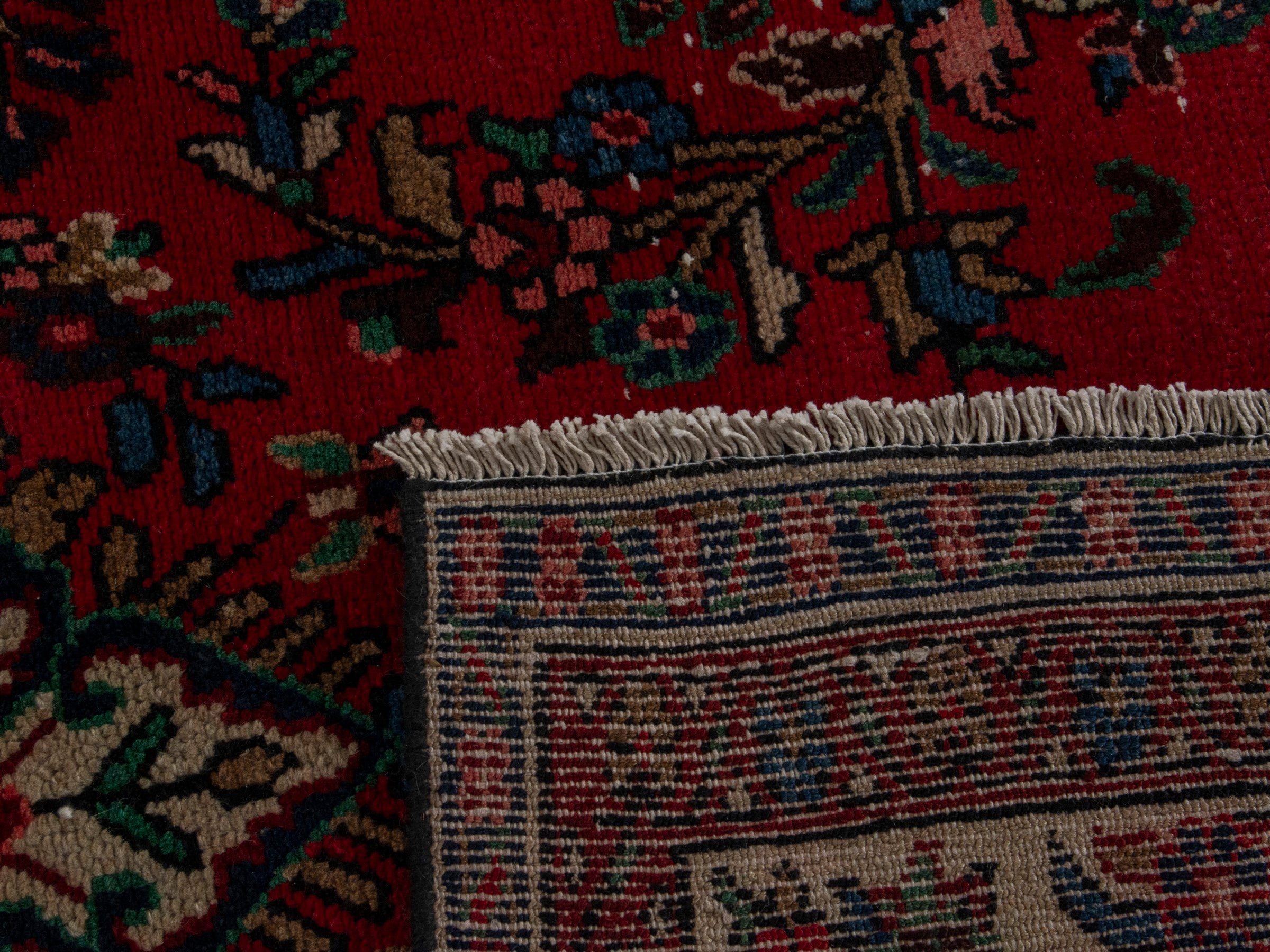 Persian Hamedan oversized rug in deep red and ivory, view 19 of 19